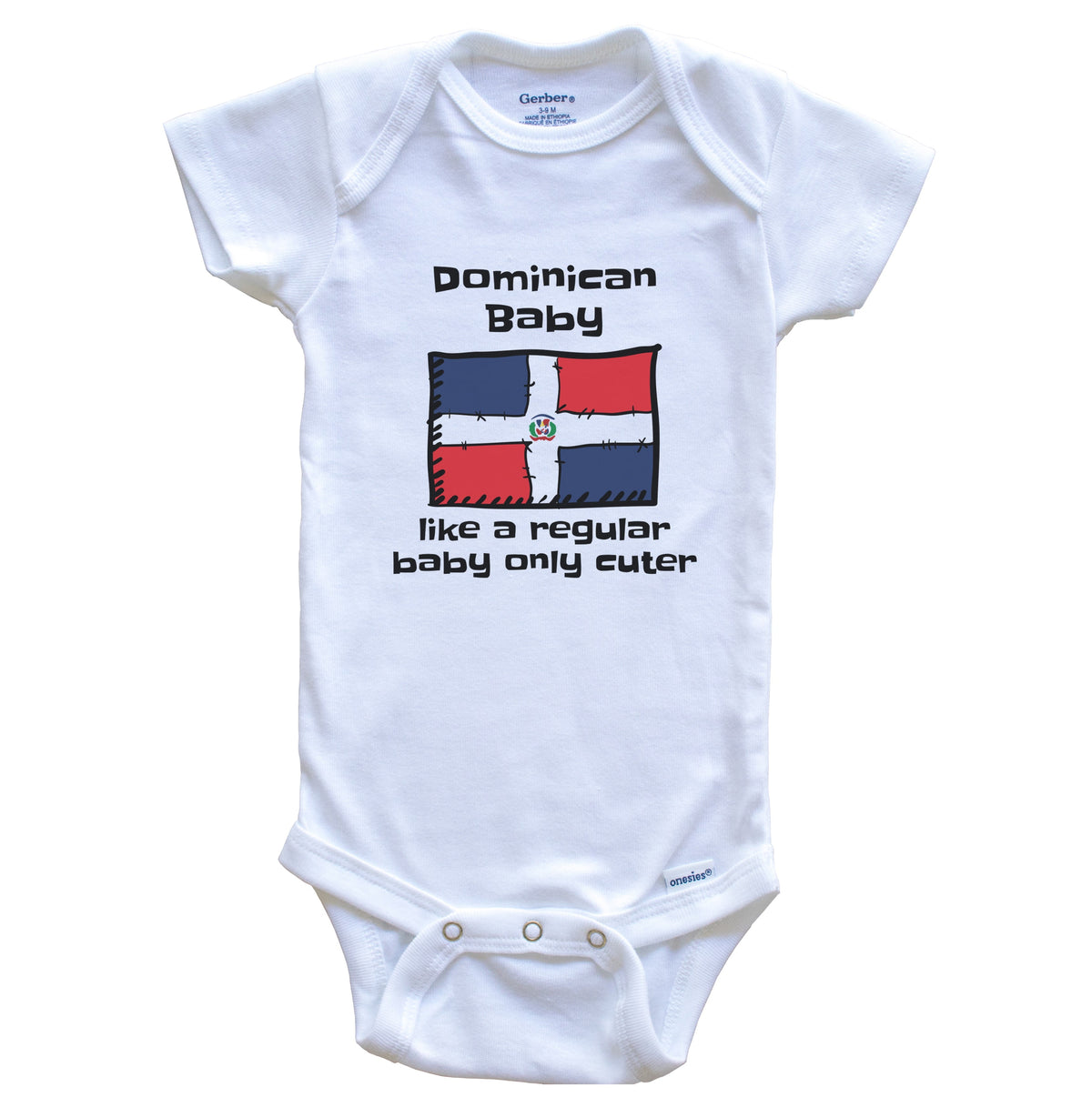 Dominican Baby Like A Regular Baby Only Cuter Funny Dominican Republic Flag Baby Bodysuit