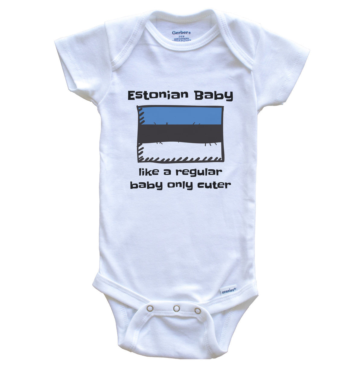 Estonian Baby Like A Regular Baby Only Cuter Funny Estonia Flag Baby Bodysuit