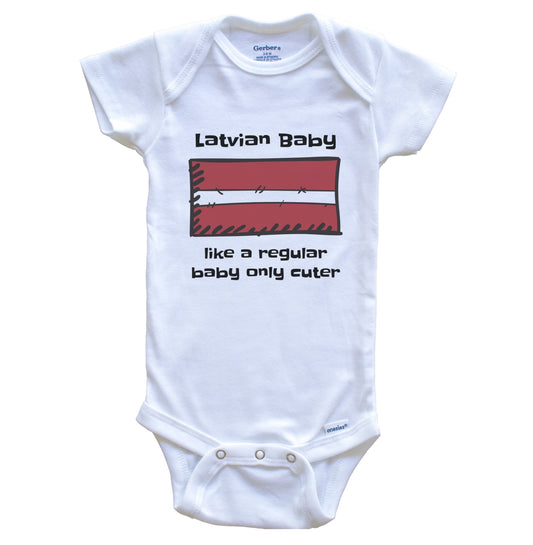 Latvian Baby Like A Regular Baby Only Cuter Funny Latvia Flag Baby Bodysuit