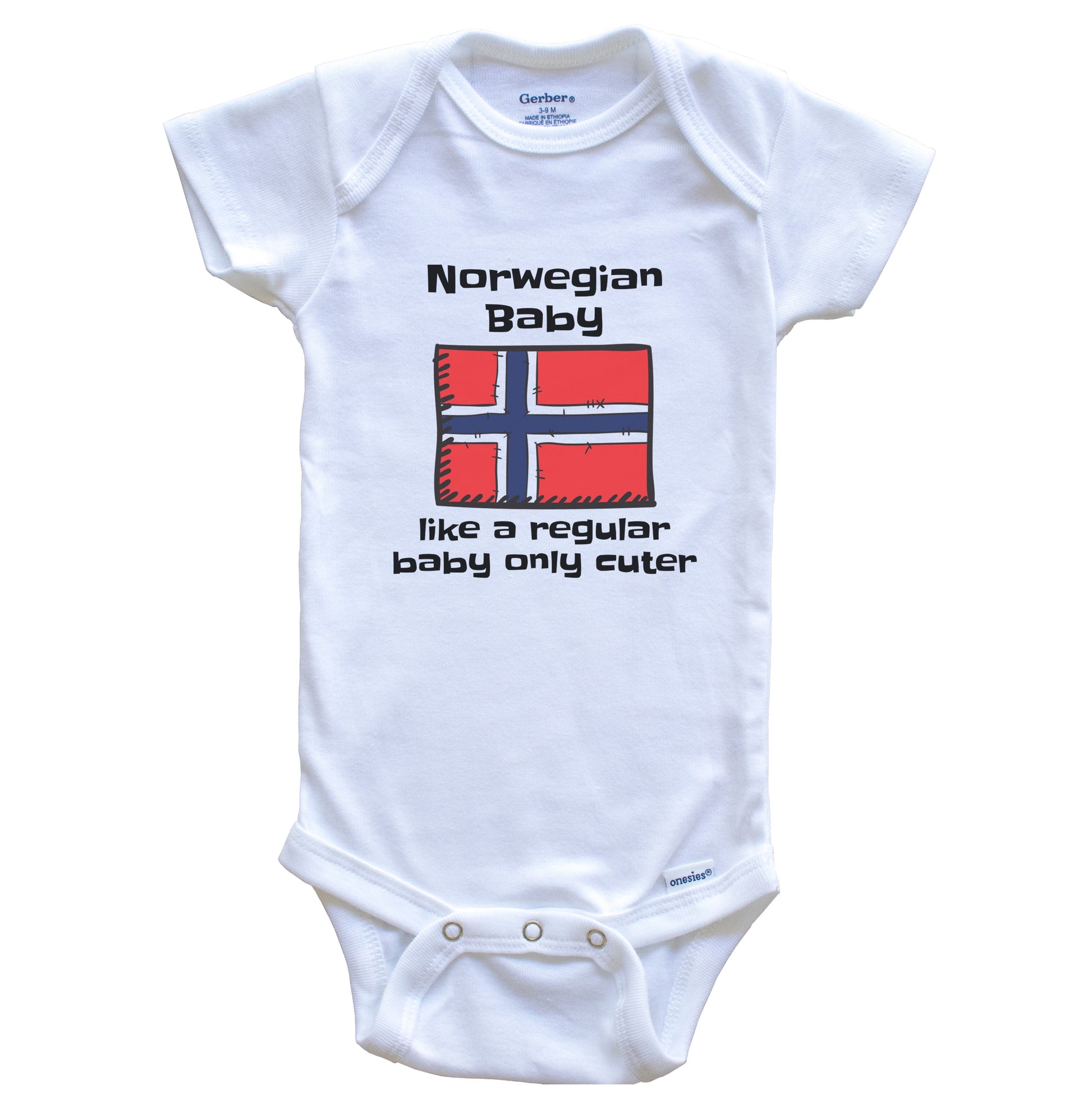 Norwegian Baby Like A Regular Baby Only Cuter Funny Norway Flag Baby Bodysuit