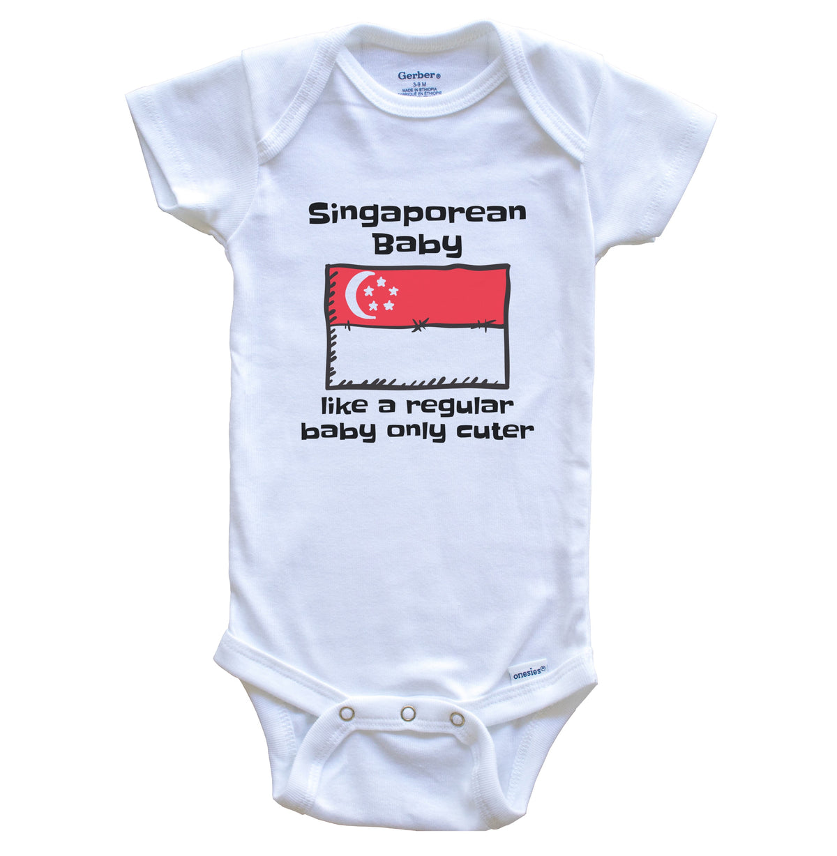 Singaporean Baby Like A Regular Baby Only Cuter Funny Singapore Flag Baby Bodysuit