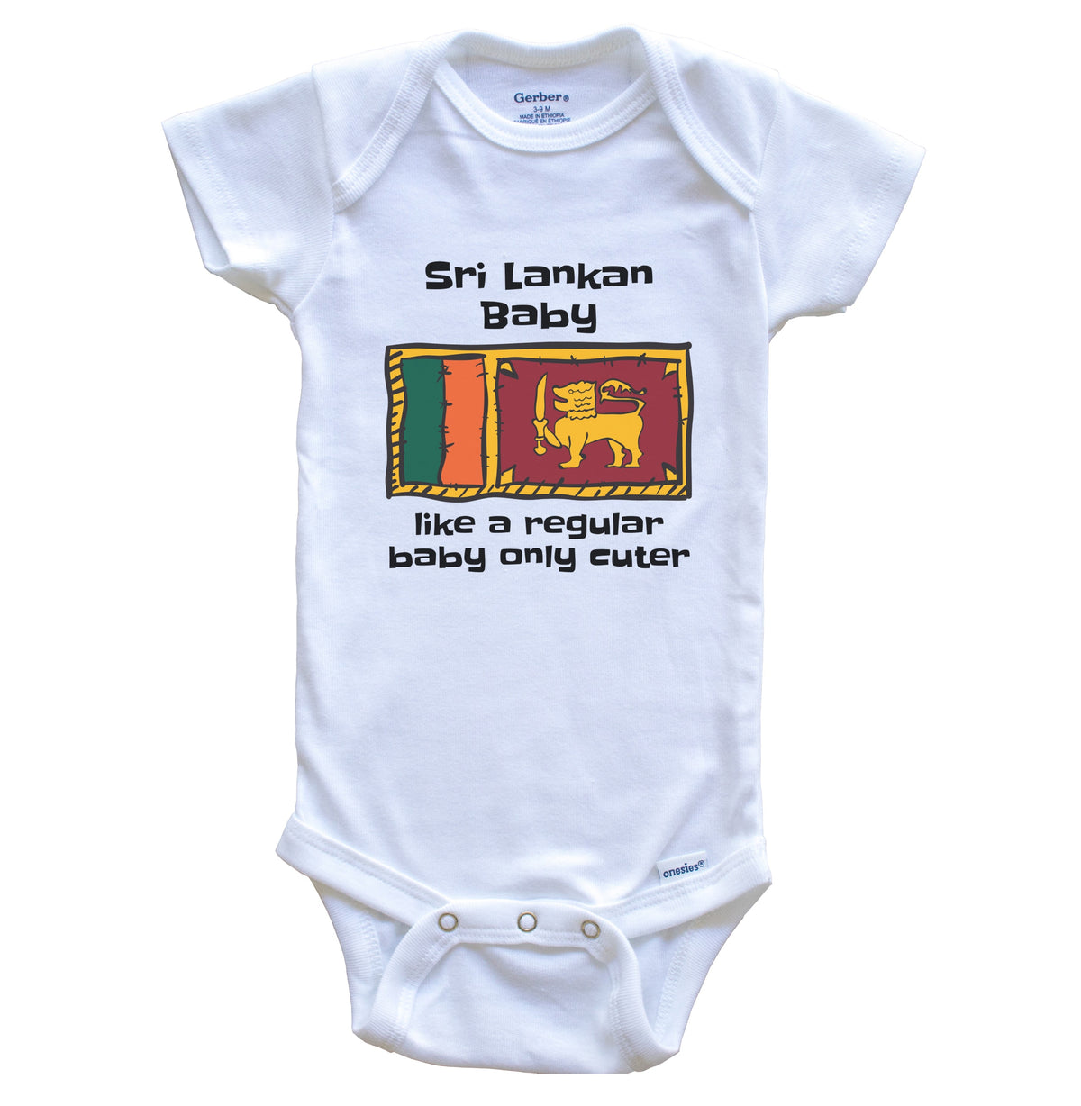 Sri Lankan Baby Like A Regular Baby Only Cuter Funny Sri Lanka Flag Baby Bodysuit