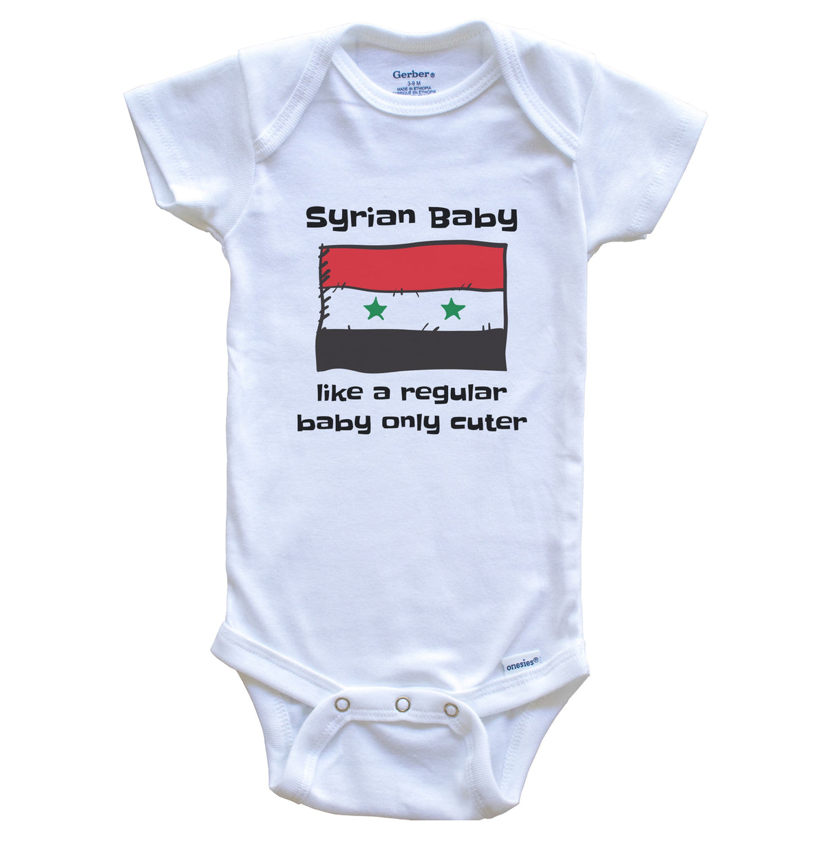 Syrian Baby Like A Regular Baby Only Cuter Funny Syria Flag Baby Bodysuit