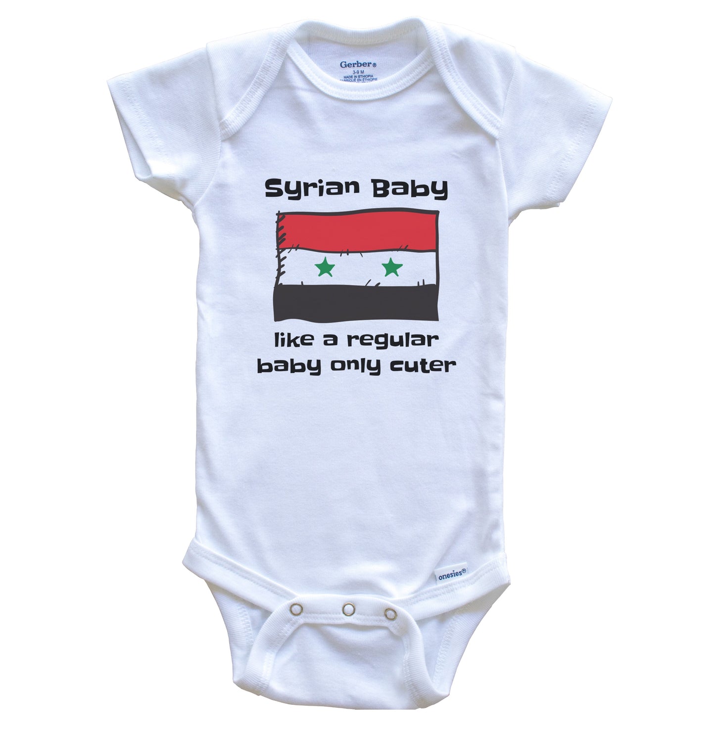Syrian Baby Like A Regular Baby Only Cuter Funny Syria Flag Baby Bodysuit