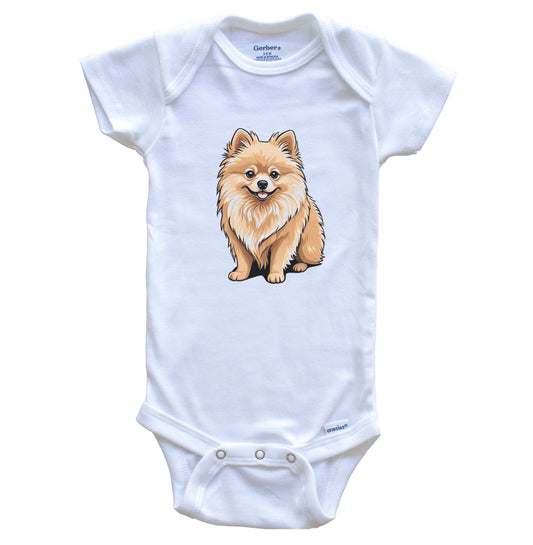Cute Pomeranian Dog Breed Baby Bodysuit