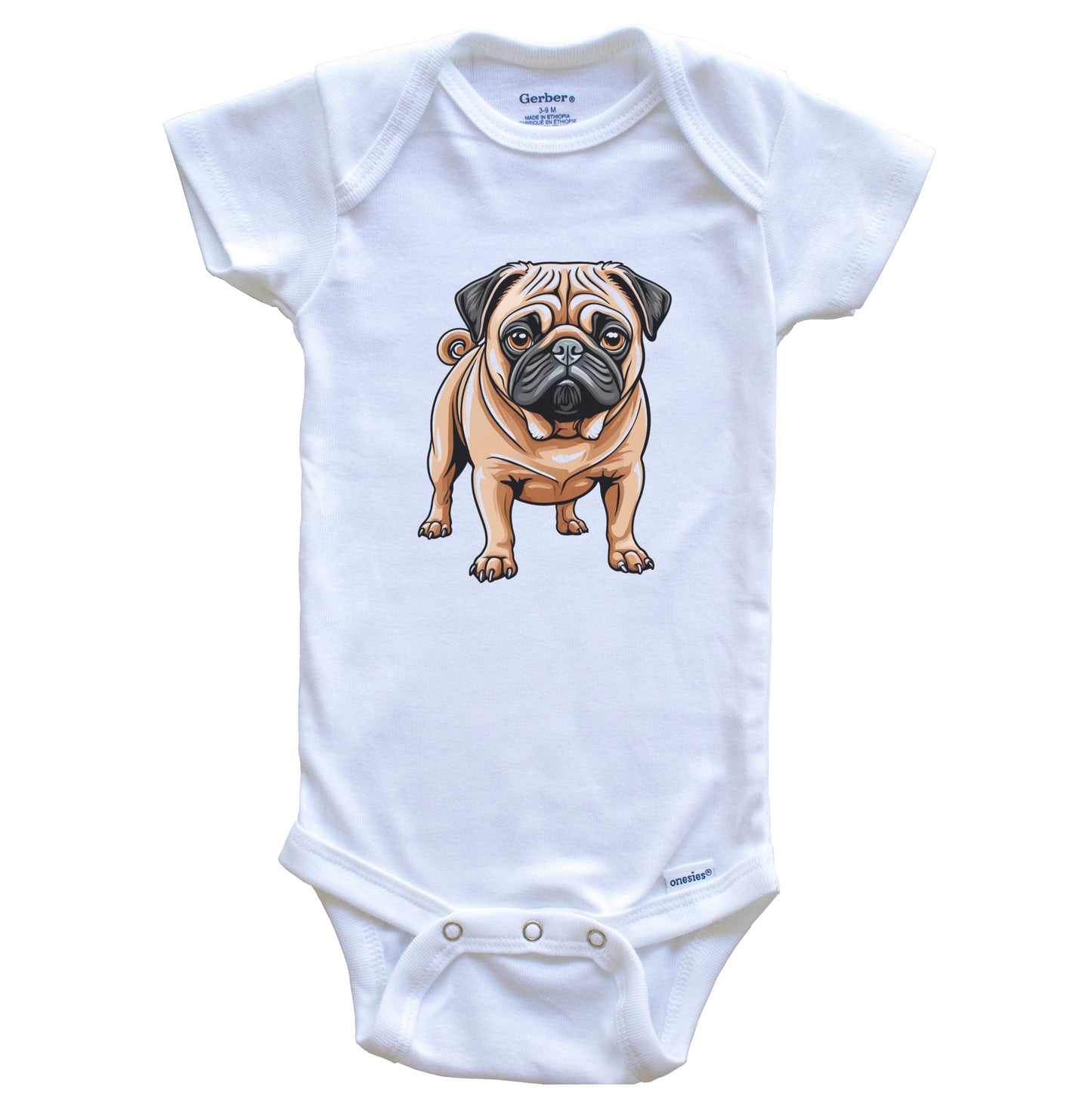 Cute Pug Dog Breed Baby Bodysuit