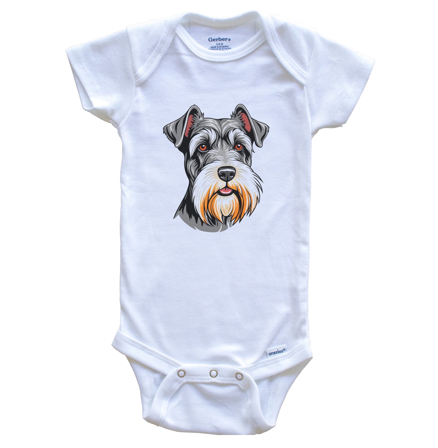 Cute Schnauzer Dog Breed Baby Bodysuit