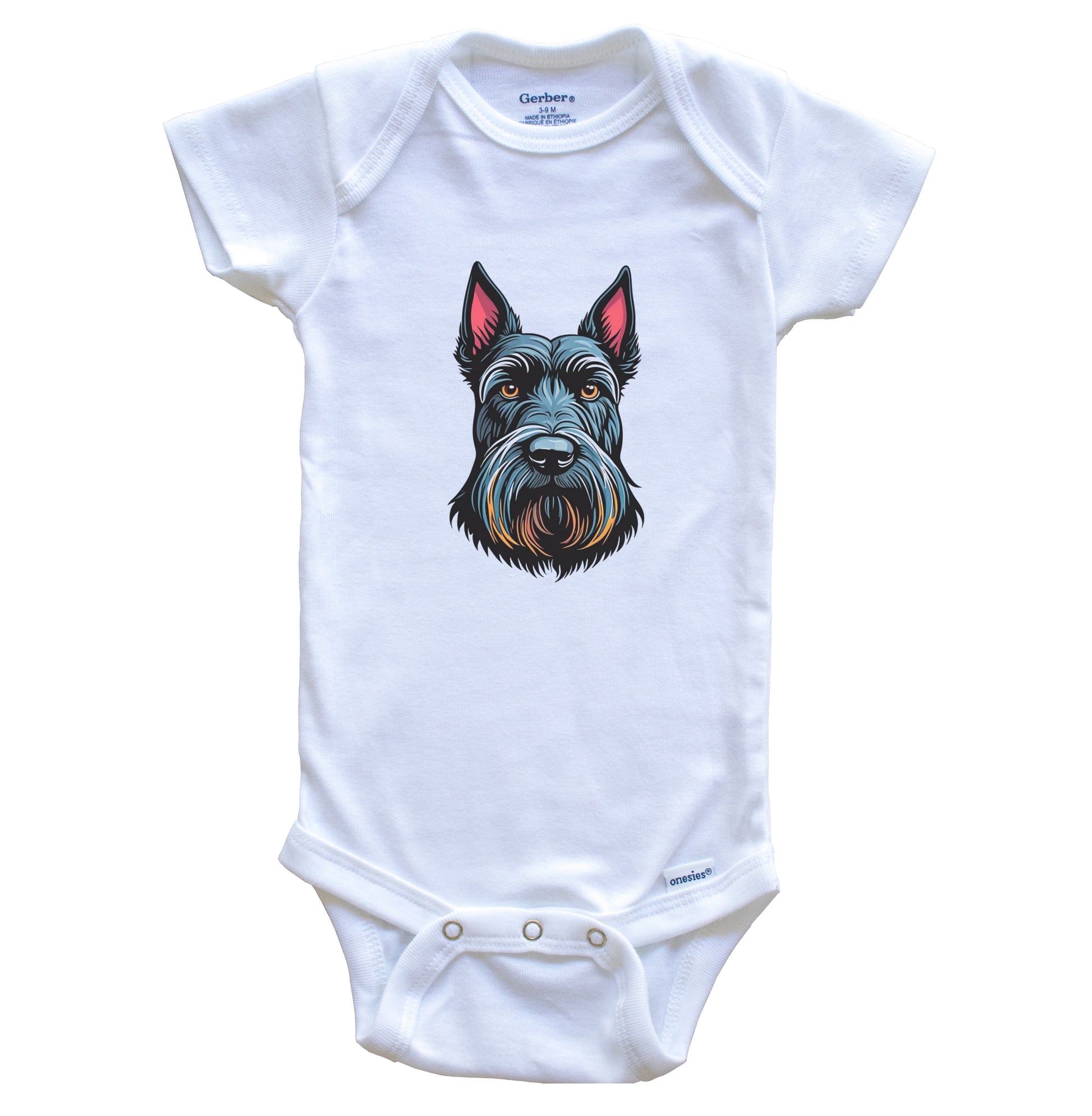 Cute Scottish Terrier Dog Breed Baby Bodysuit