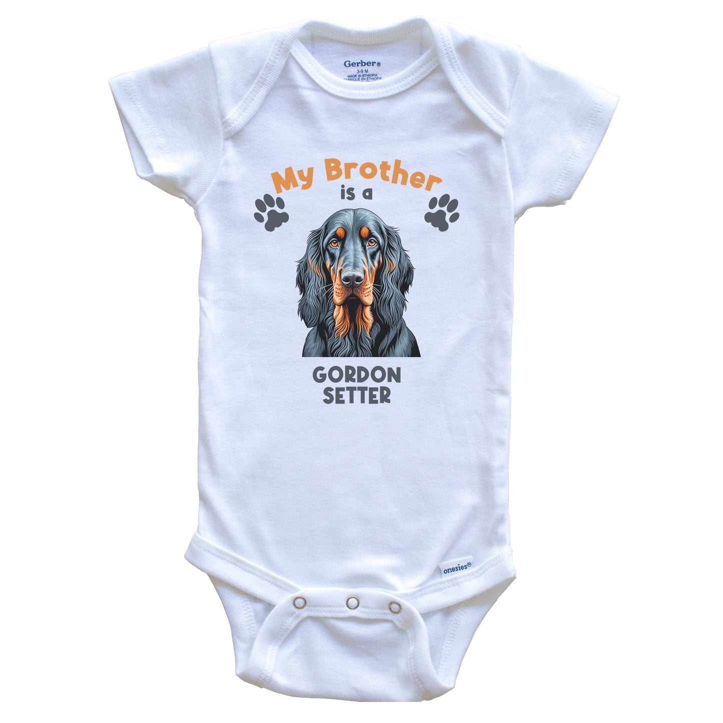 My Brother Is A Gordon Setter Cute Dog Breed Baby Bodysuit