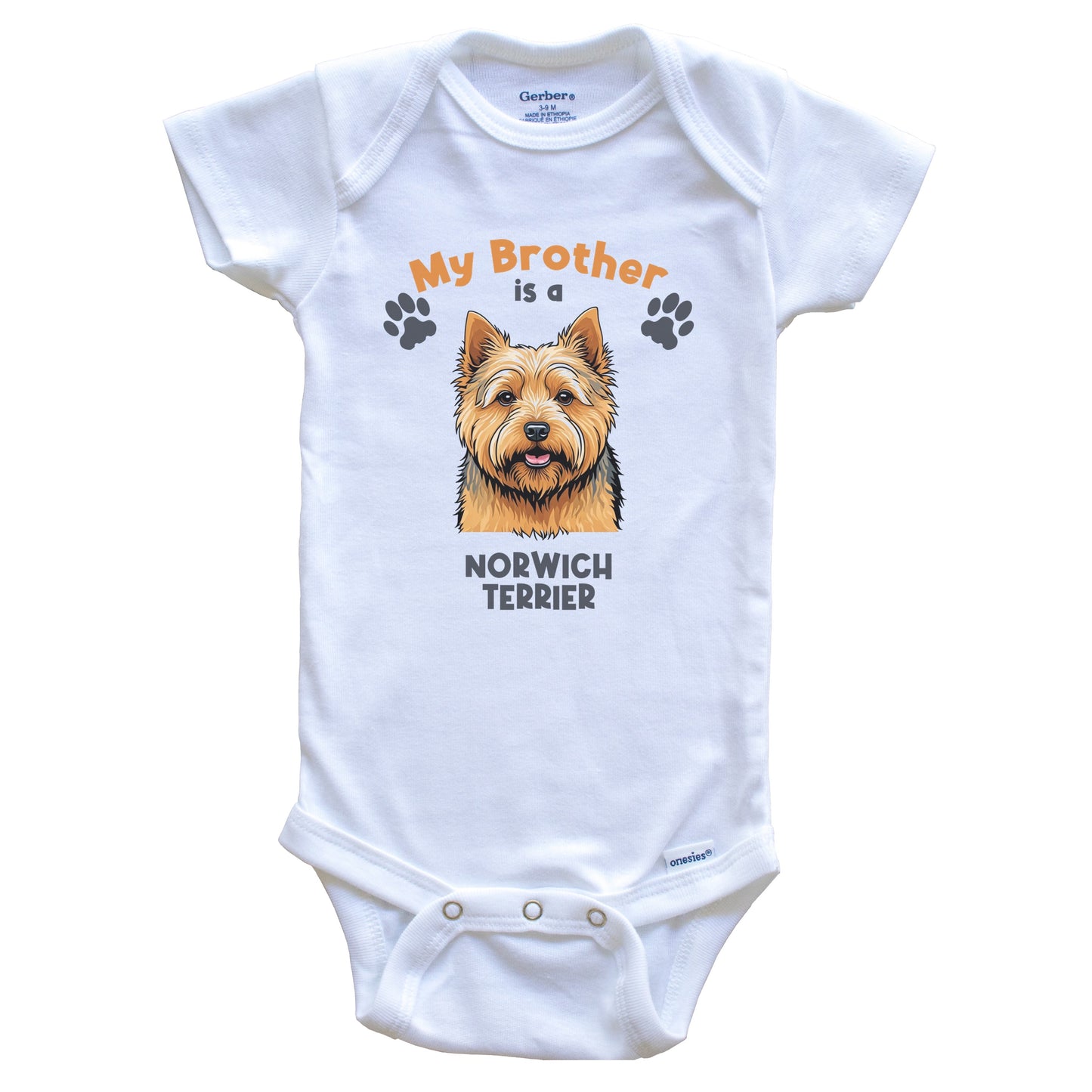 My Brother Is A Norwich Terrier Cute Dog Breed Baby Bodysuit