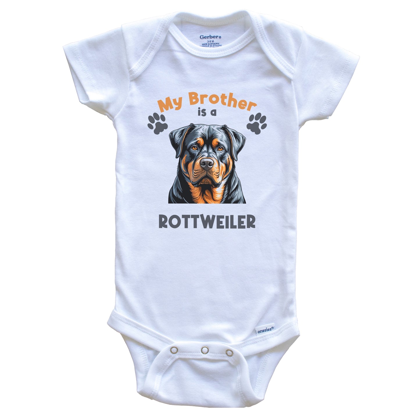 My Brother Is A Rottweiler Cute Dog Breed Baby Bodysuit