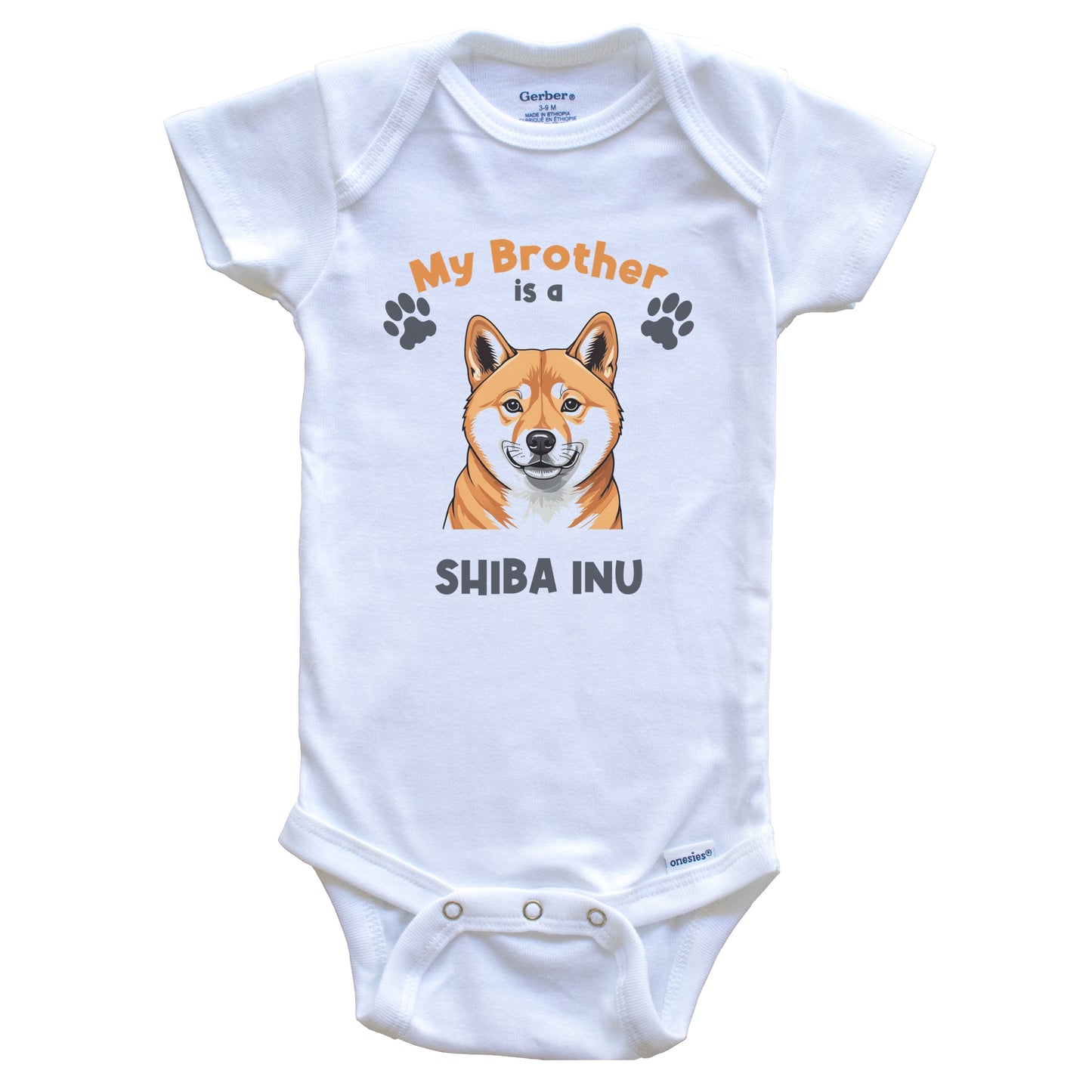 My Brother Is A Shiba Inu Cute Dog Breed Baby Bodysuit