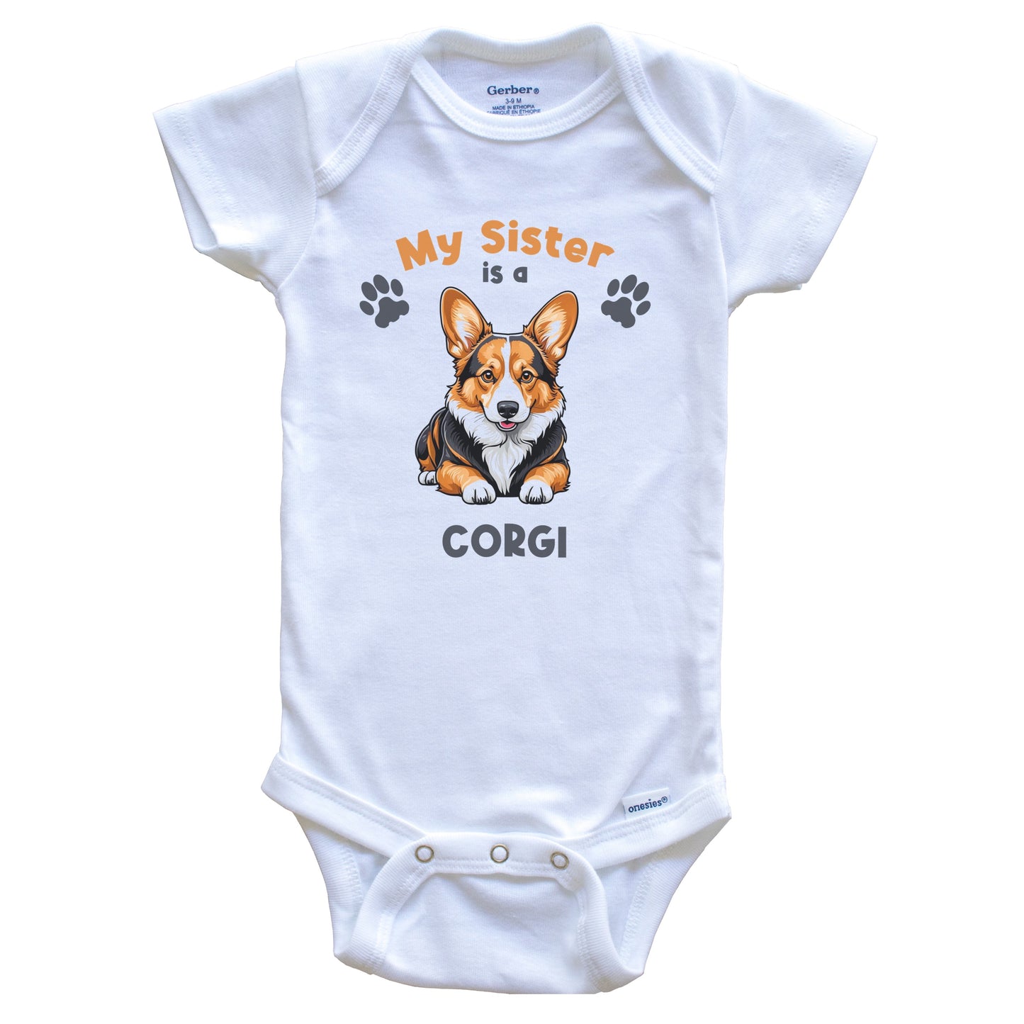 My Sister Is A Corgi Cute Dog Breed Baby Bodysuit
