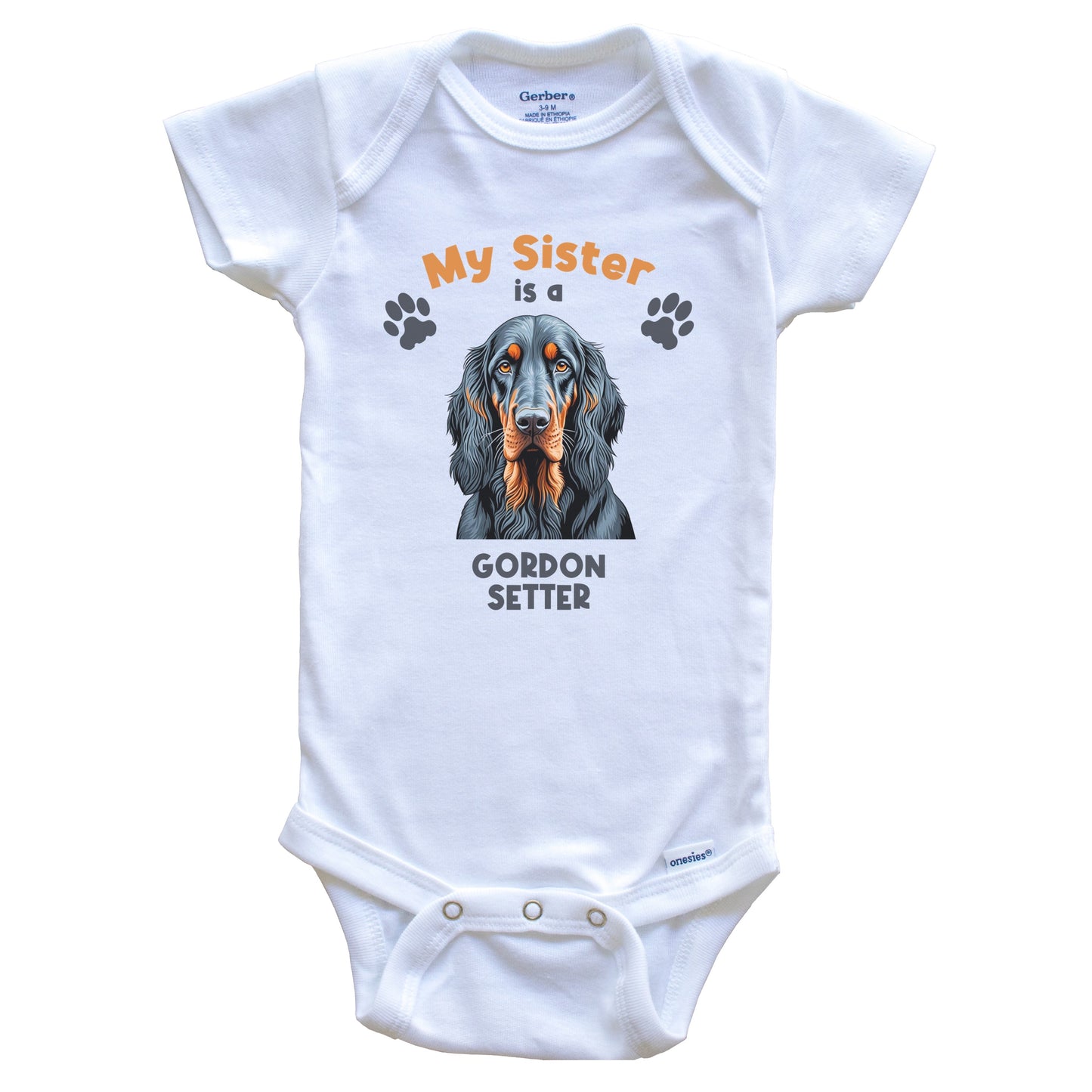 My Sister Is A Gordon Setter Cute Dog Breed Baby Bodysuit
