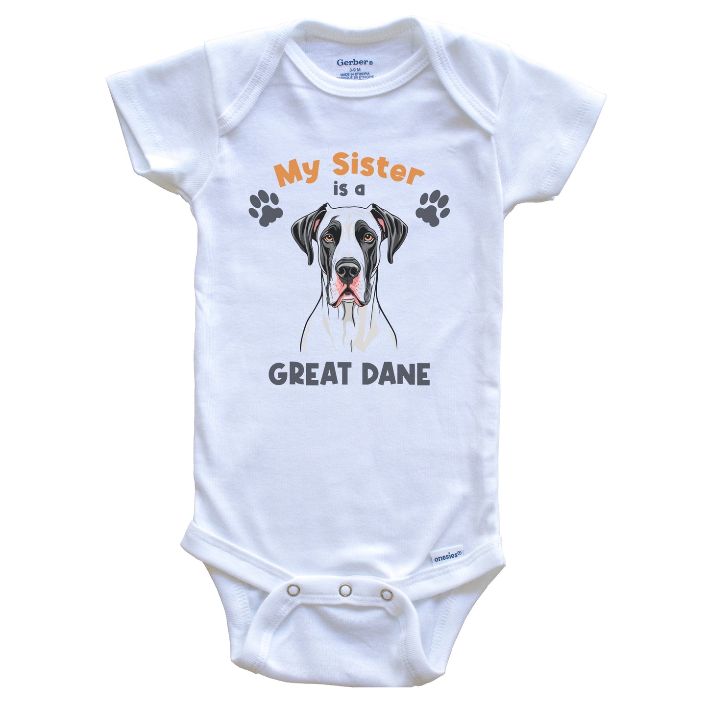 My Sister Is A Great Dane Cute Dog Breed Baby Bodysuit