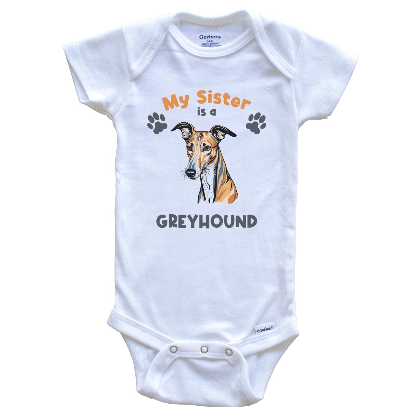 My Sister Is A Greyhound Cute Dog Breed Baby Bodysuit
