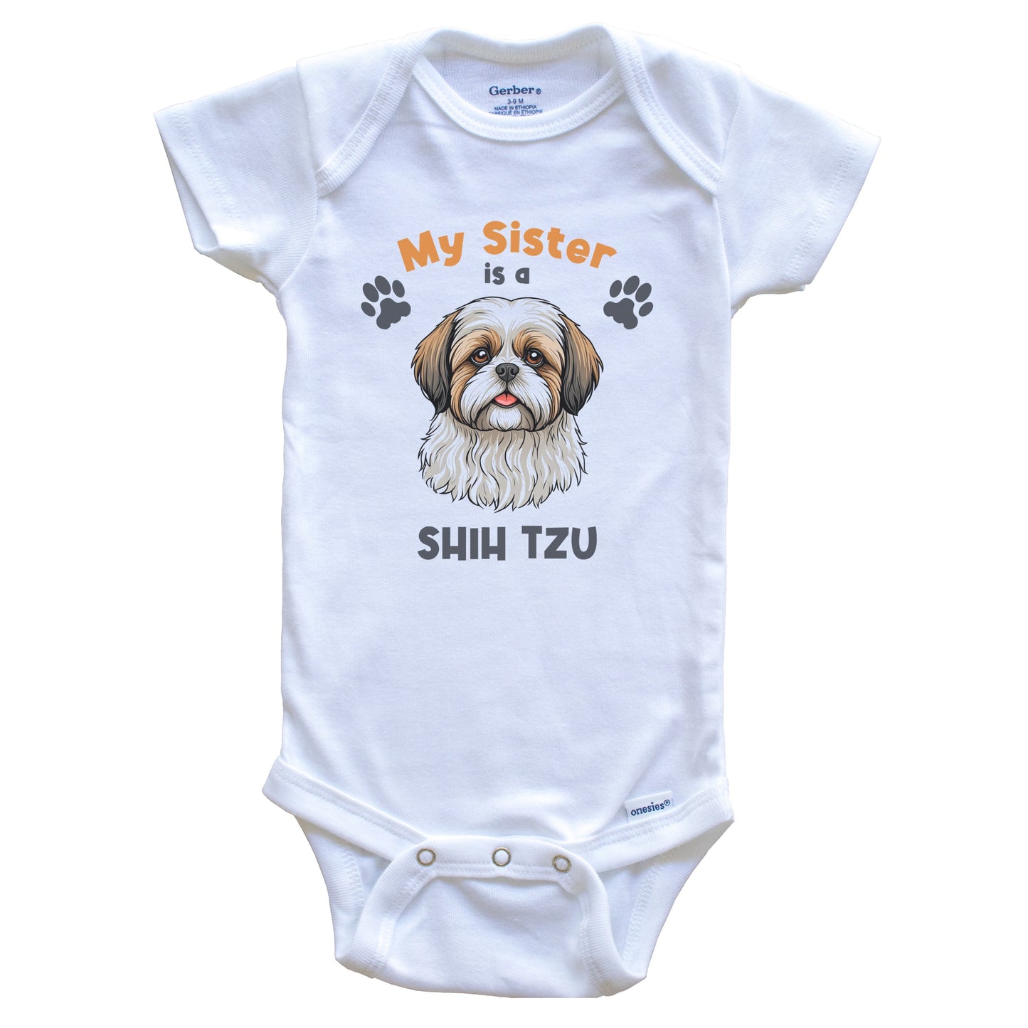 My Sister Is A Shih Tzu Cute Dog Breed Baby Bodysuit