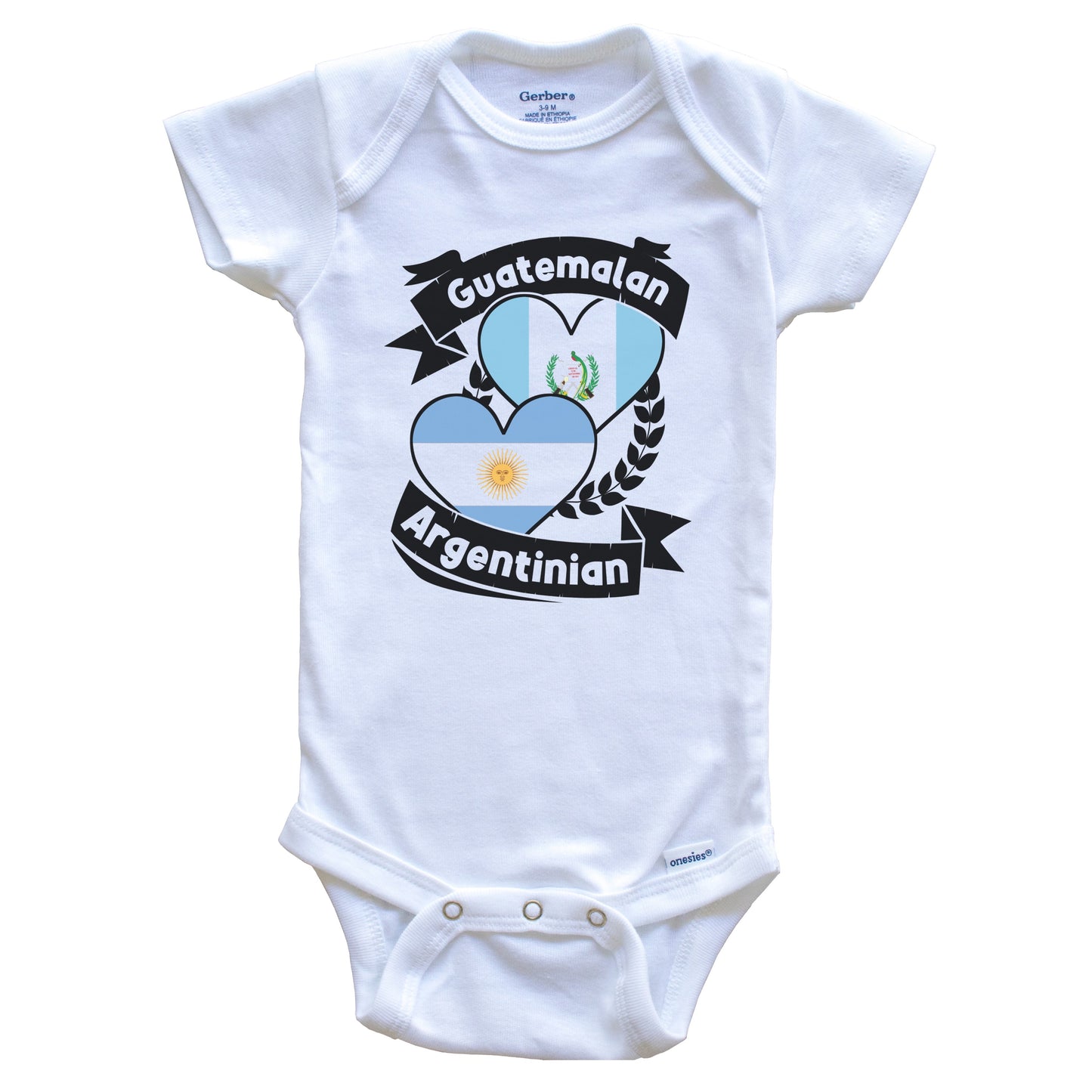 Guatemalan Argentinian Heart Flags Guatemala Argentina Baby Bodysuit