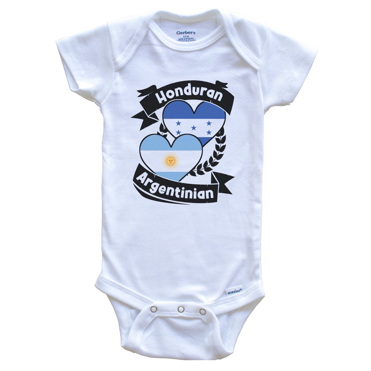 Honduran Argentinian Heart Flags Honduras Argentina Baby Bodysuit