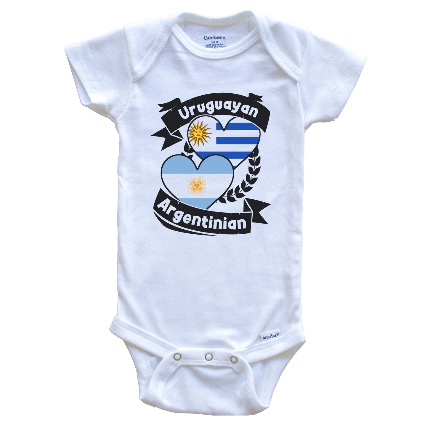 Uruguayan Argentinian Heart Flags Uruguay Argentina Baby Bodysuit