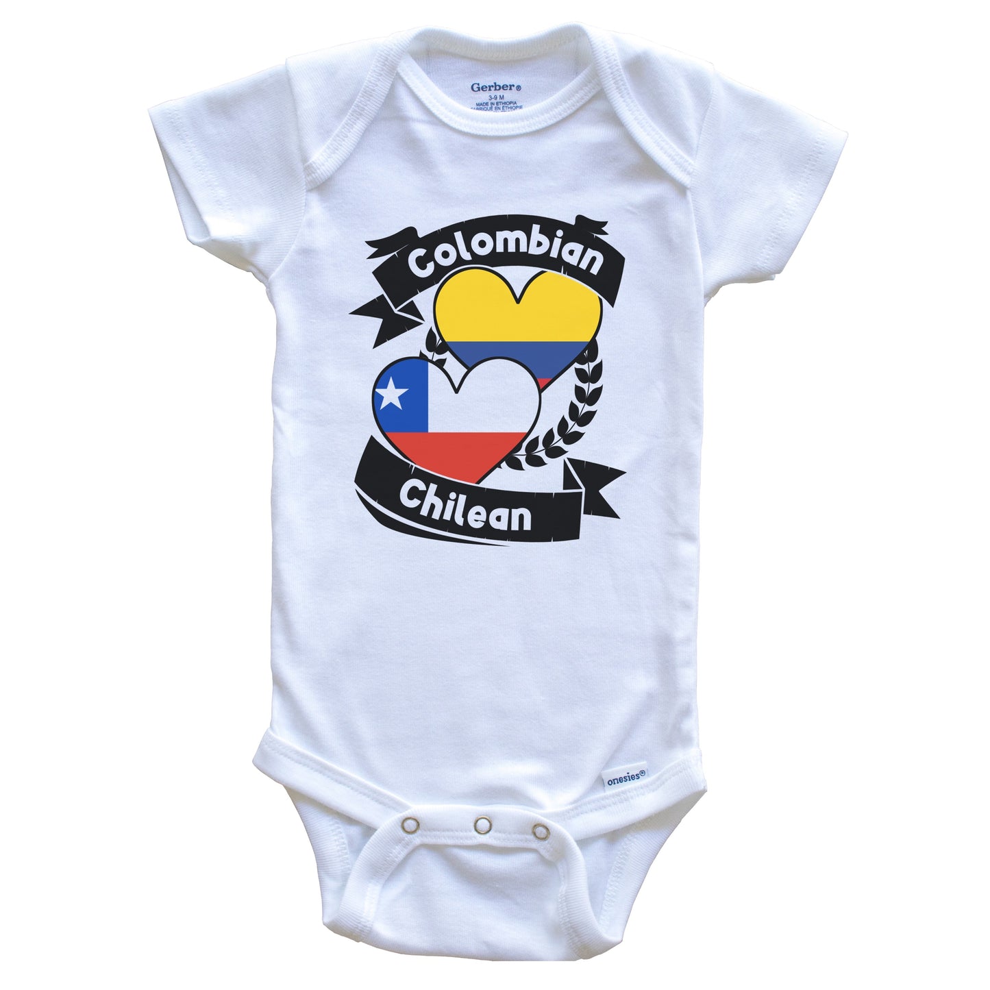 Colombian Chilean Heart Flags Colombia Chile Baby Bodysuit