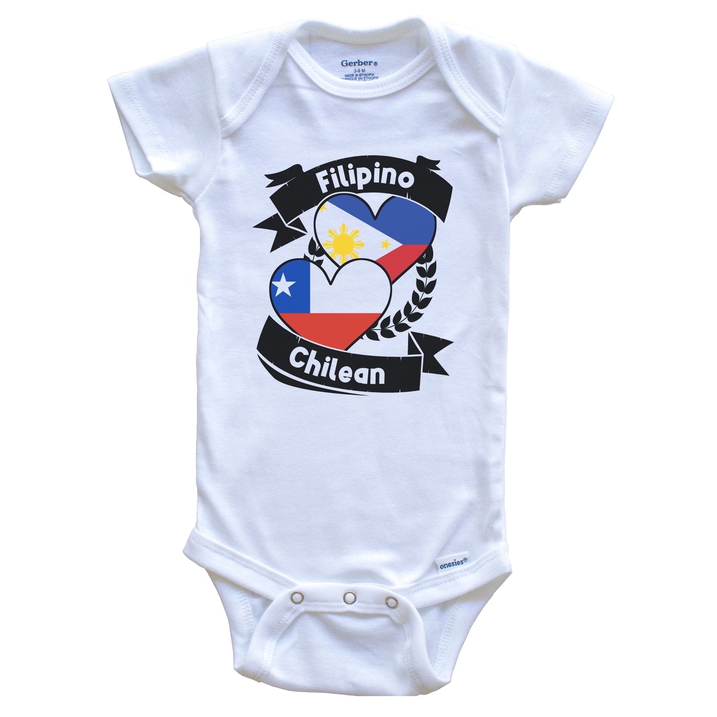 Filipino Chilean Heart Flags Philippines Chile Baby Bodysuit