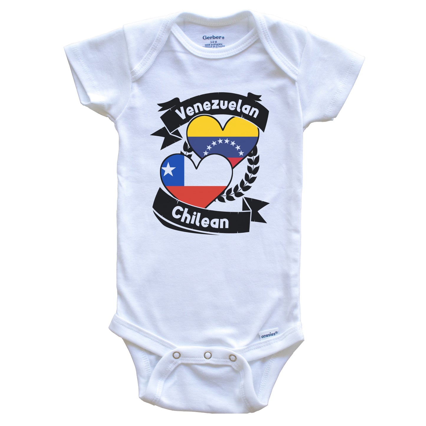 Venezuelan Chilean Heart Flags Venezuela Chile Baby Bodysuit