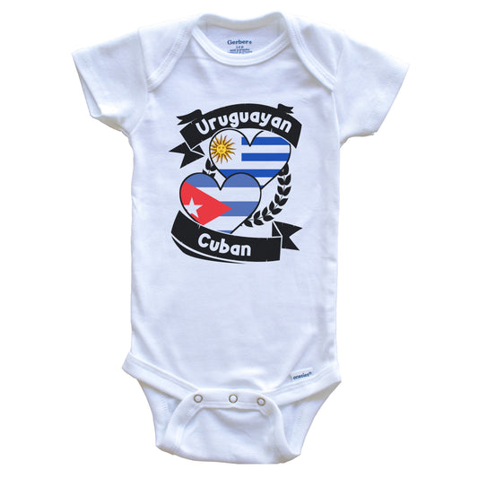 Uruguayan Cuban Heart Flags Uruguay Cuba Baby Bodysuit