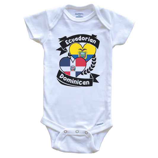 Ecuadorian Dominican Heart Flags Ecuador Dominican Republic Baby Bodysuit