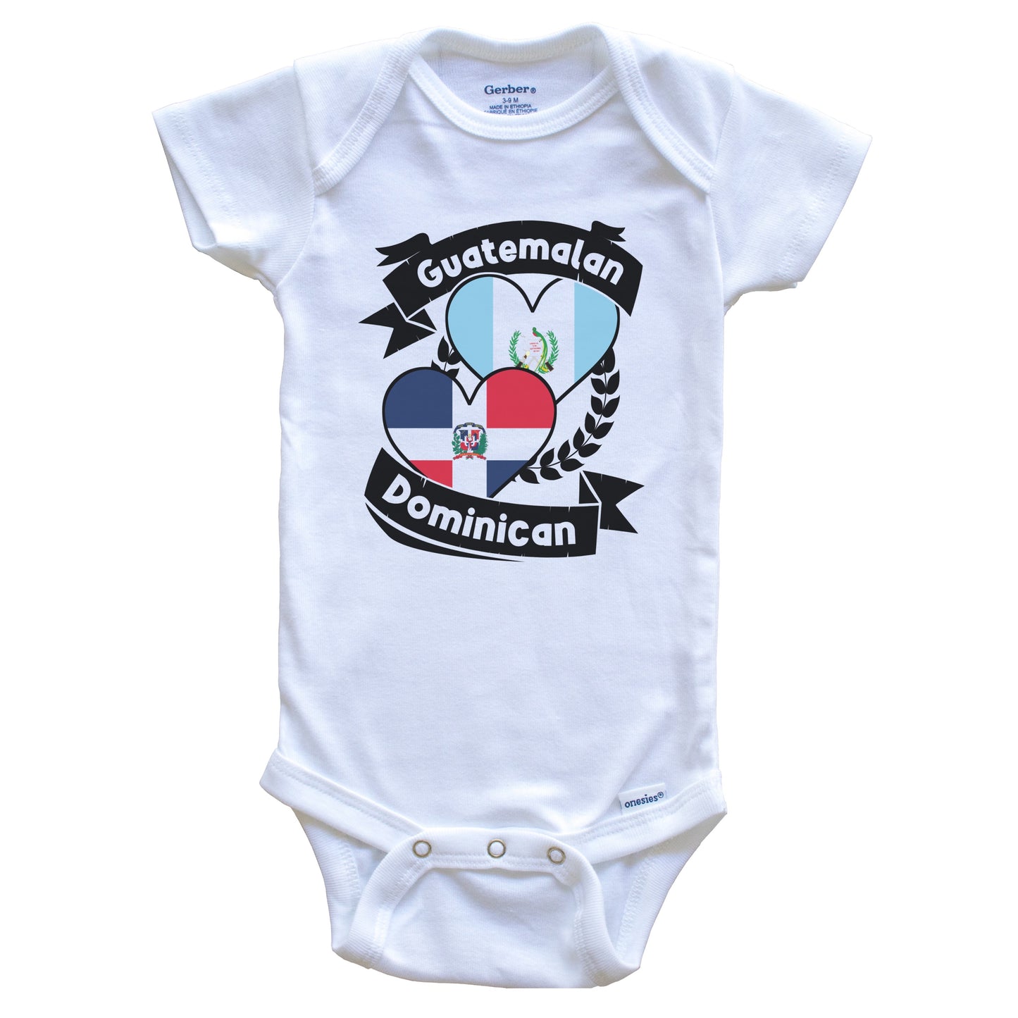 Guatemalan Dominican Heart Flags Guatemala Dominican Republic Baby Bodysuit