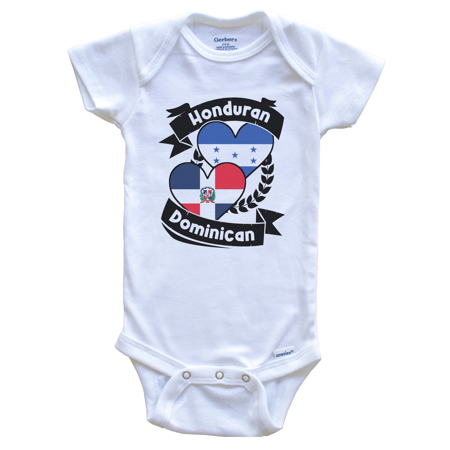 Honduran Dominican Heart Flags Honduras Dominican Republic Baby Bodysuit