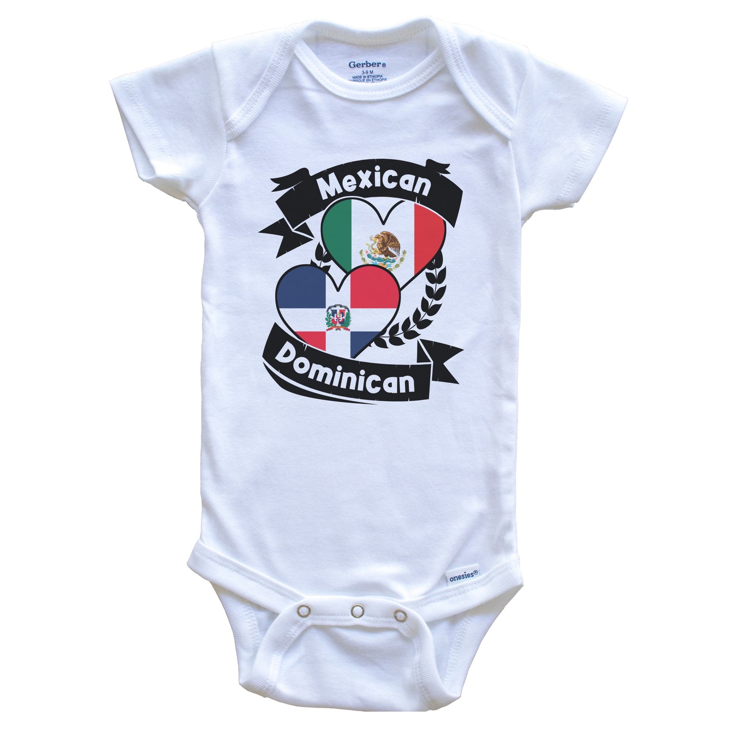 Mexican Dominican Heart Flags Mexico Dominican Republic Baby Bodysuit