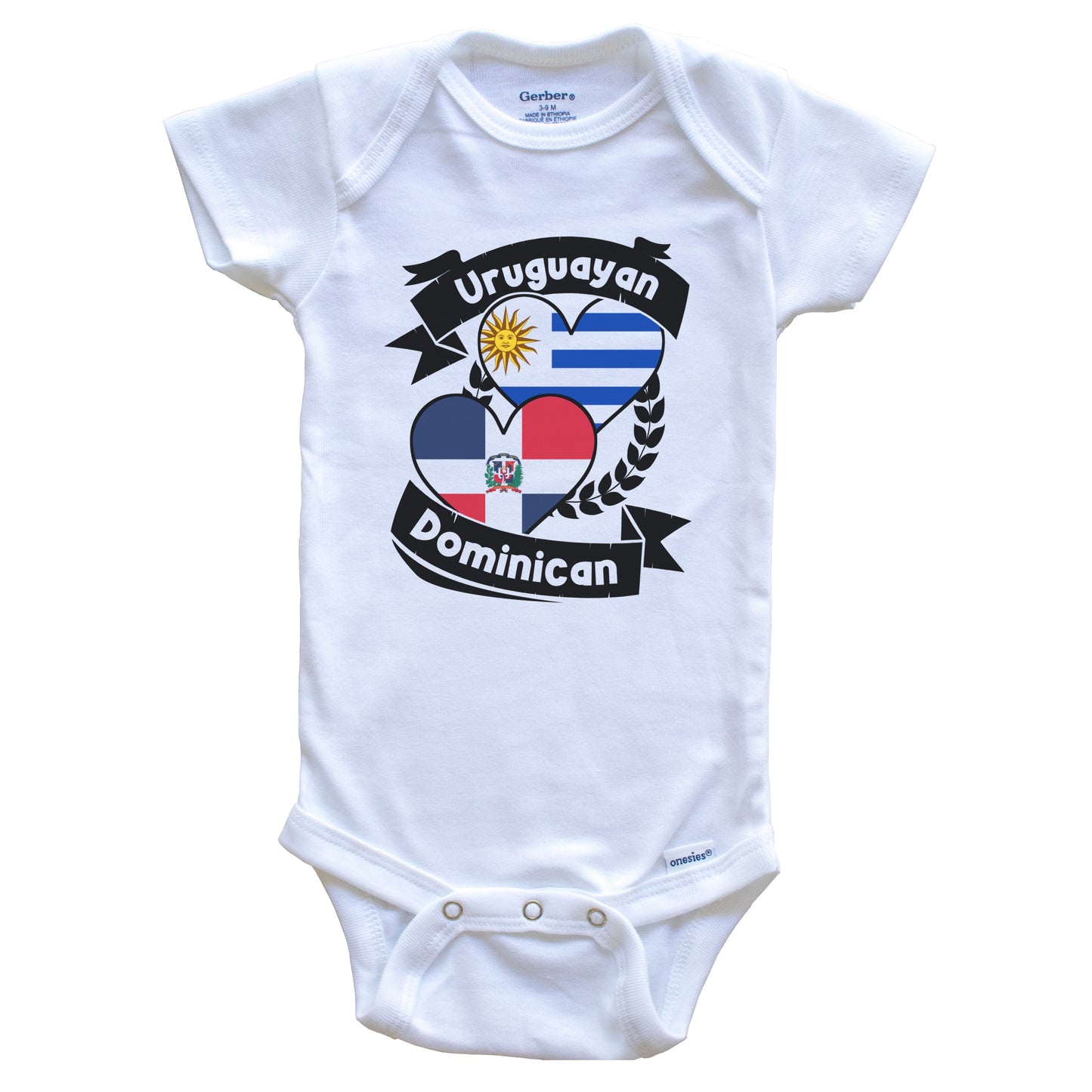 Uruguayan Dominican Heart Flags Uruguay Dominican Republic Baby Bodysuit