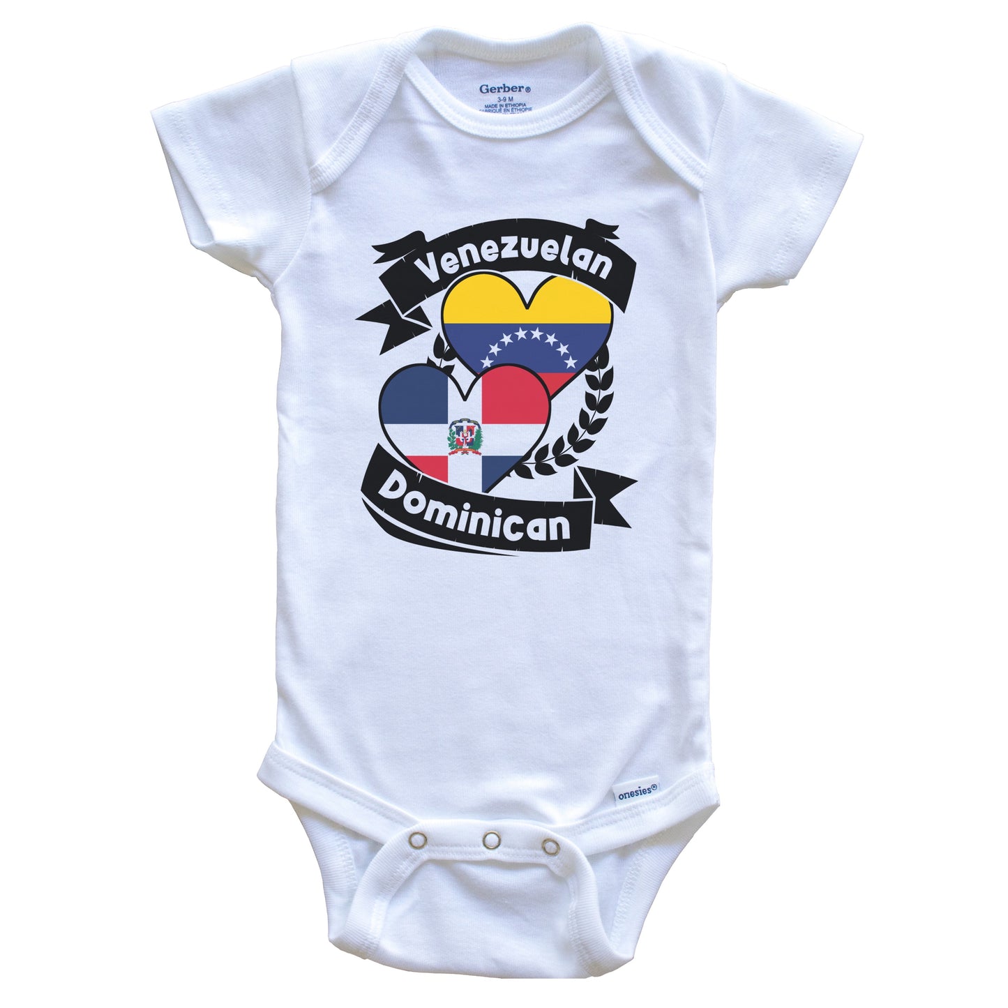 Venezuelan Dominican Heart Flags Venezuela Dominican Republic Baby Bodysuit