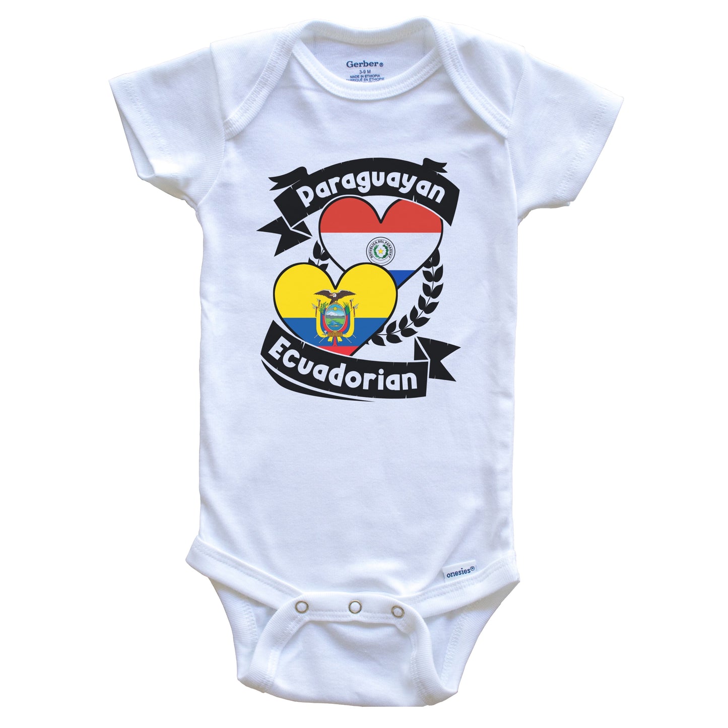 Paraguayan Ecuadorian Heart Flags Paraguay Ecuador Baby Bodysuit