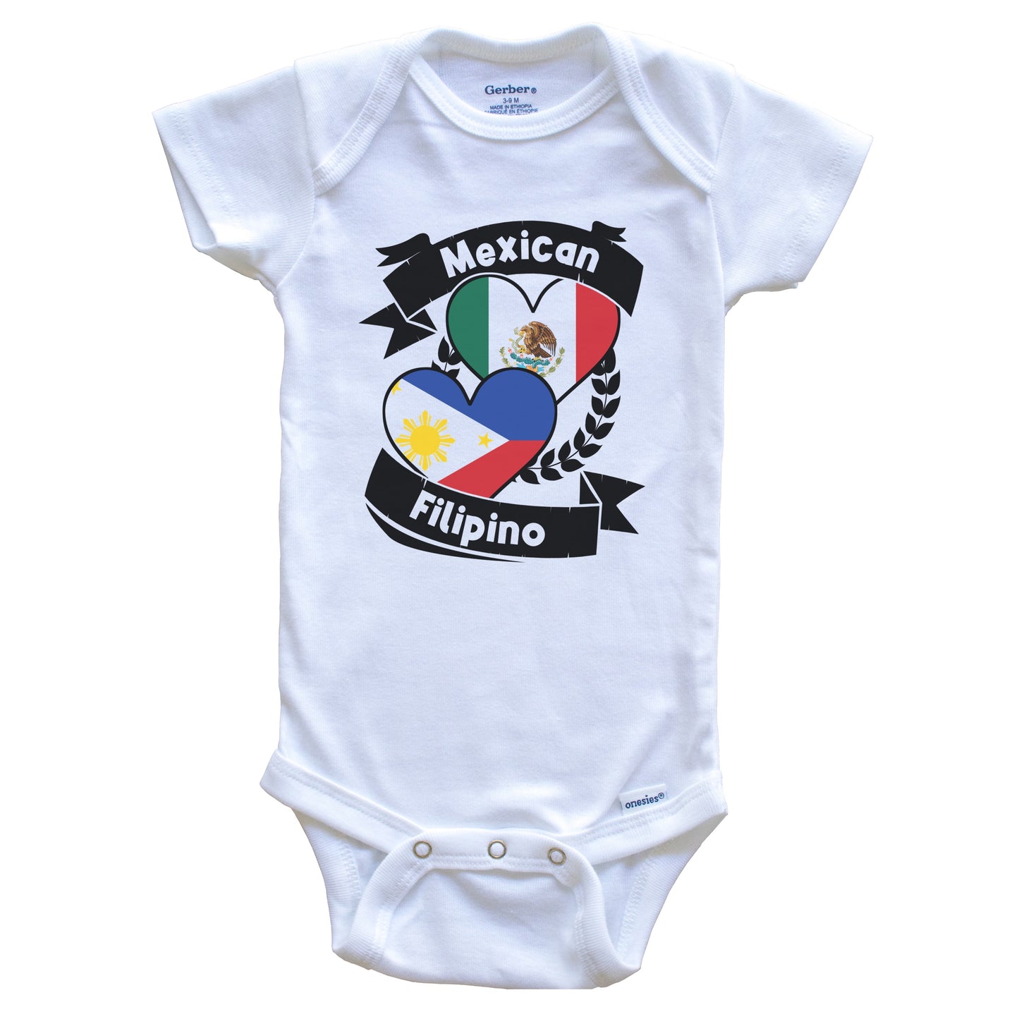 Mexican Filipino Heart Flags Mexico Philippines Baby Bodysuit