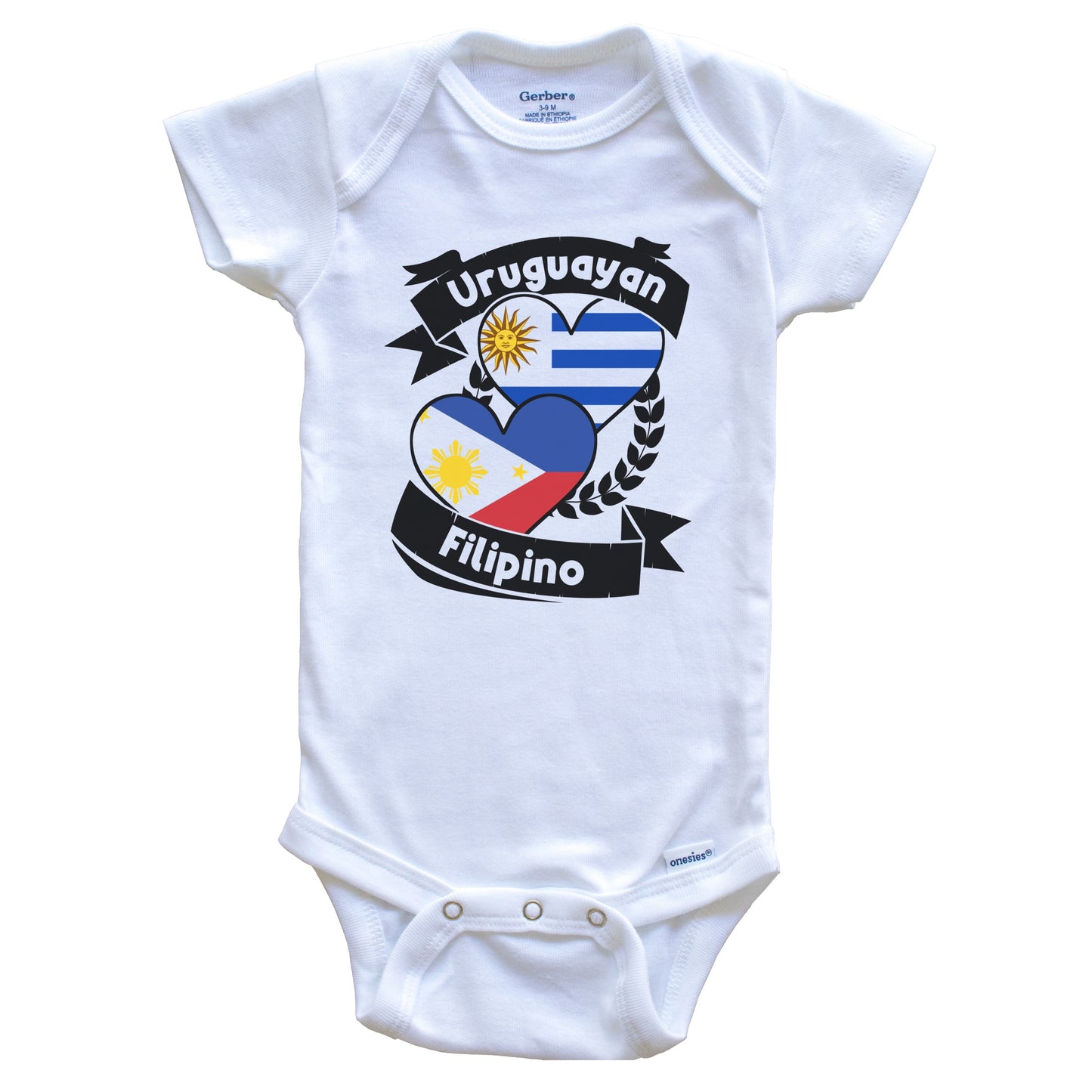 Uruguayan Filipino Heart Flags Uruguay Philippines Baby Bodysuit