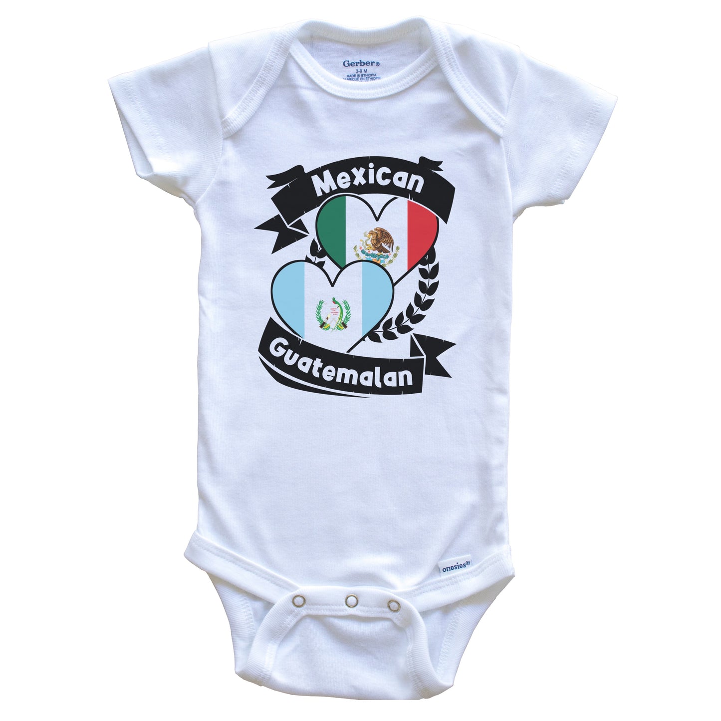 Mexican Guatemalan Heart Flags Mexico Guatemala Baby Bodysuit
