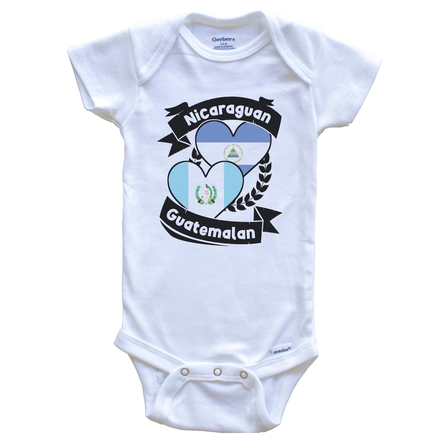 Nicaraguan Guatemalan Heart Flags Nicaragua Guatemala Baby Bodysuit