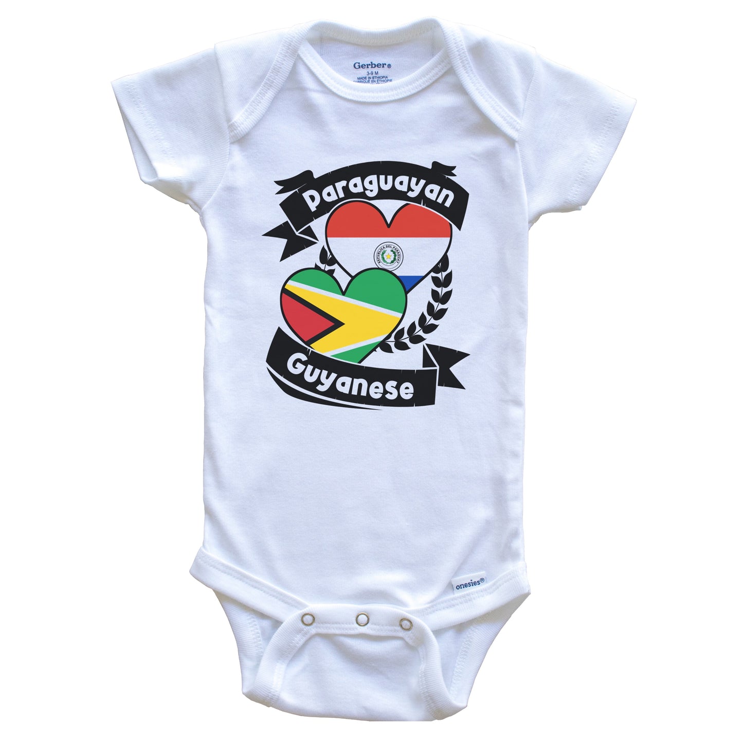 Paraguayan Guyanese Heart Flags Paraguay Guyana Baby Bodysuit