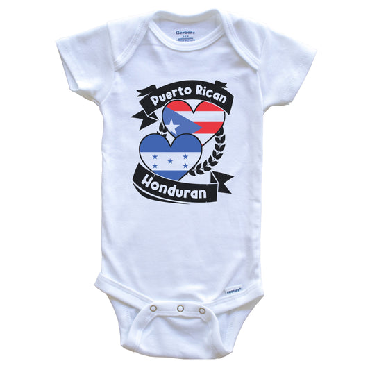 Puerto Rican Honduran Heart Flags Puerto Rico Honduras Baby Bodysuit
