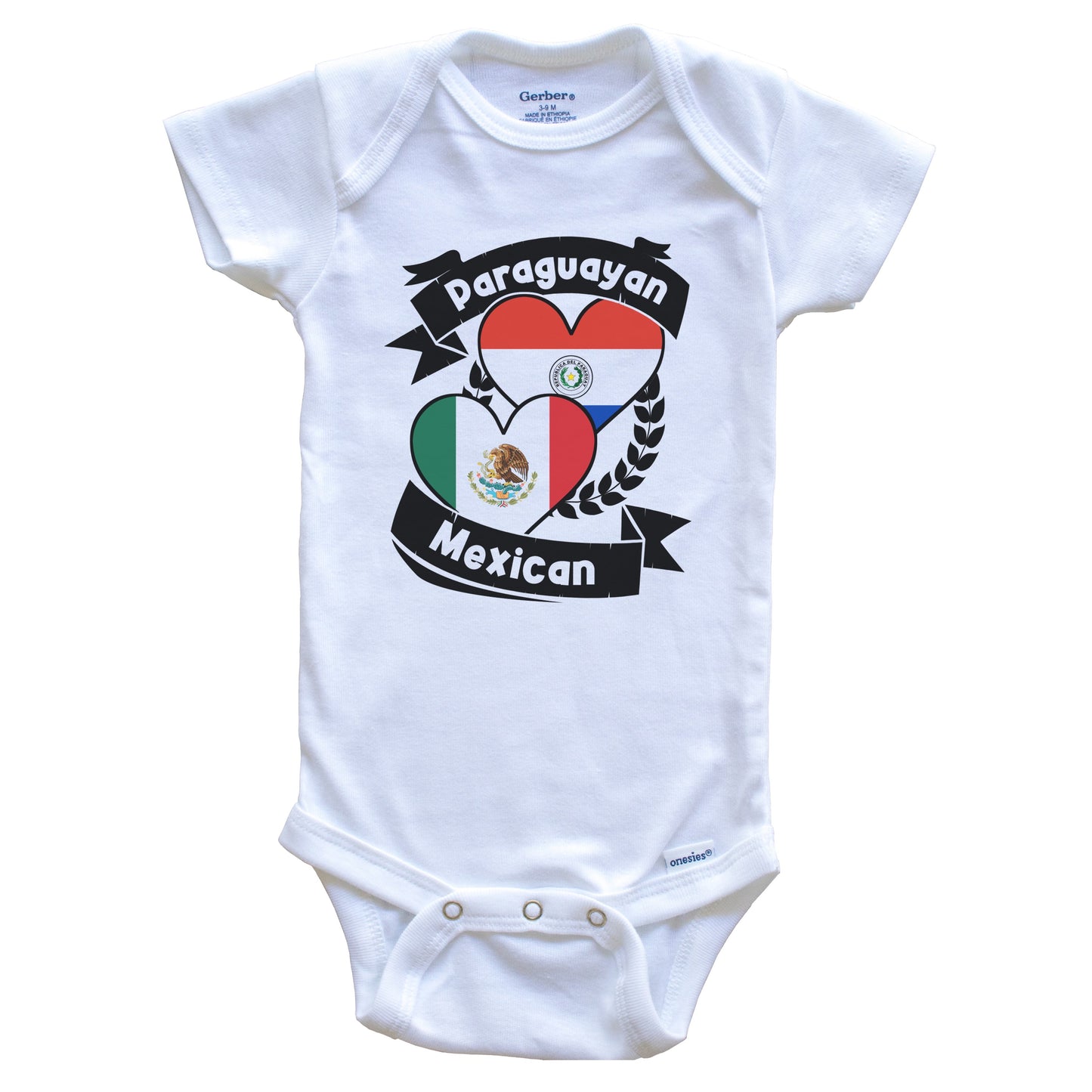Paraguayan Mexican Heart Flags Paraguay Mexico Baby Bodysuit