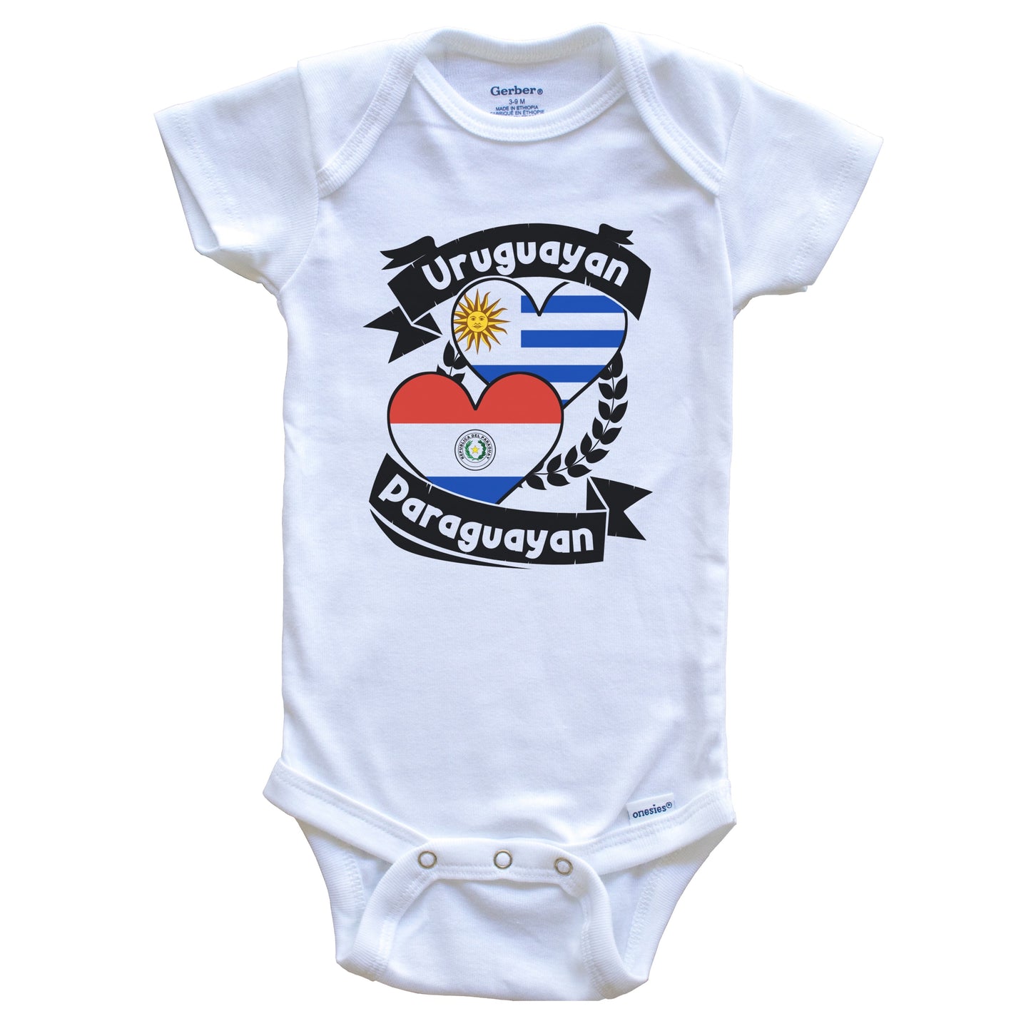 Uruguayan Paraguayan Heart Flags Uruguay Paraguay Baby Bodysuit