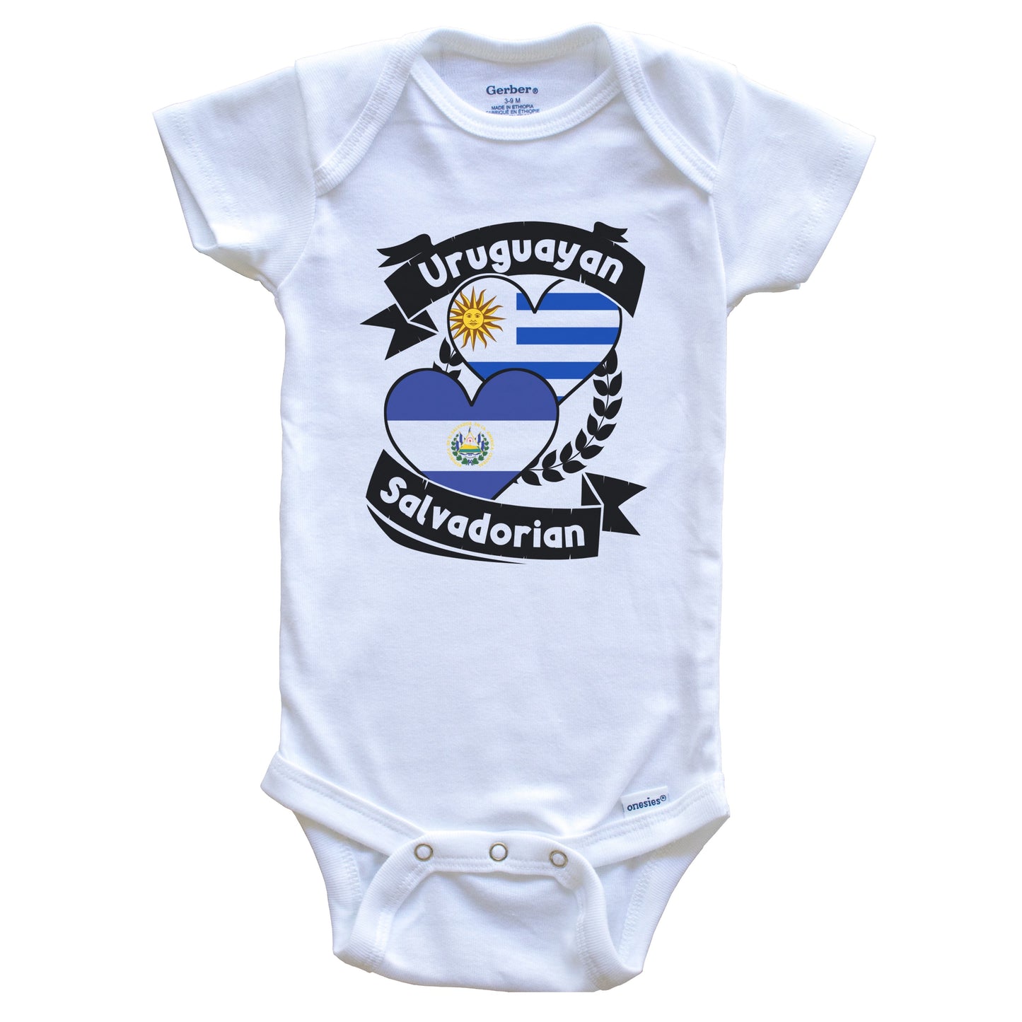 Uruguayan Salvadorian Heart Flags Uruguay El Salvador Baby Bodysuit