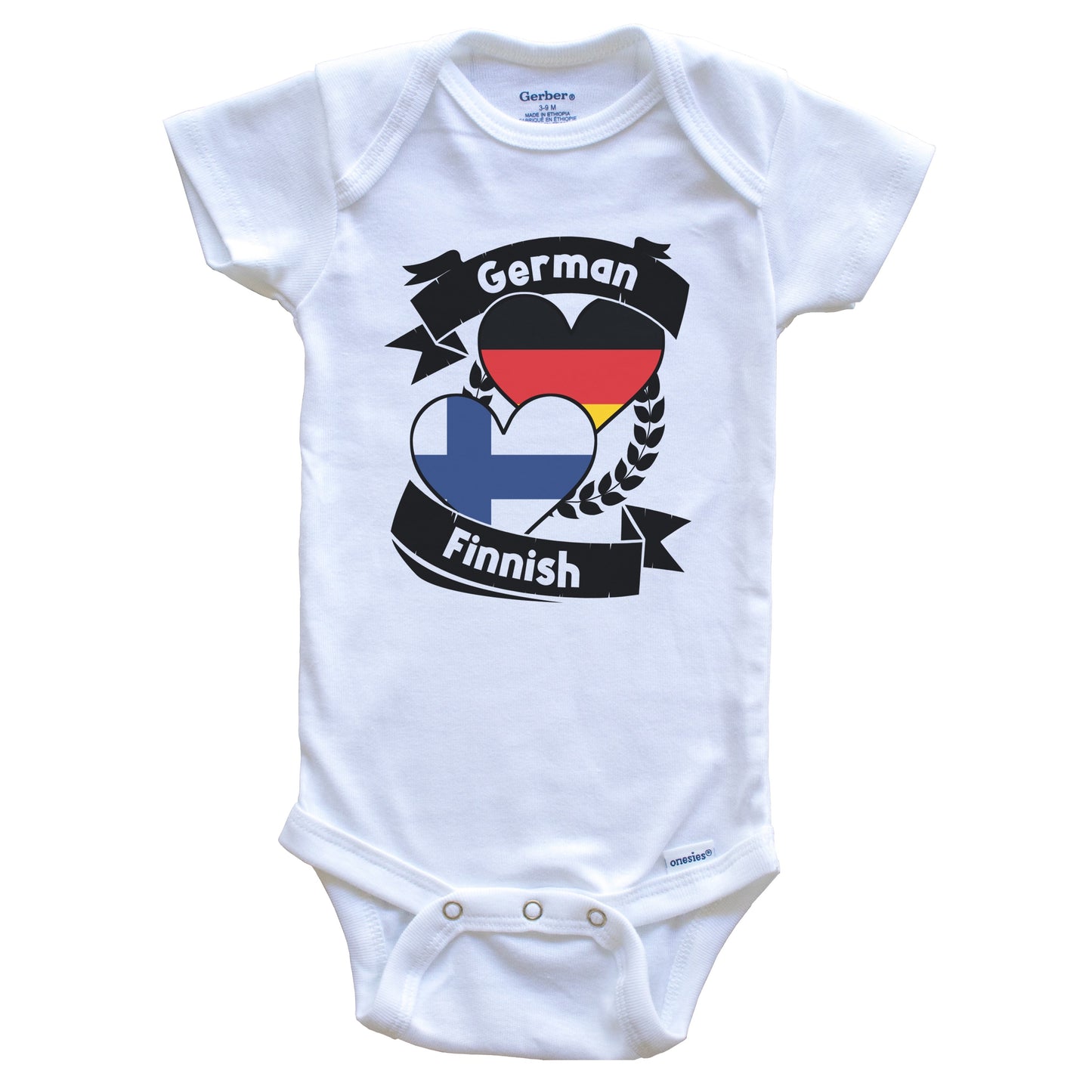 German Finnish Heart Flags Germany Finland Baby Bodysuit