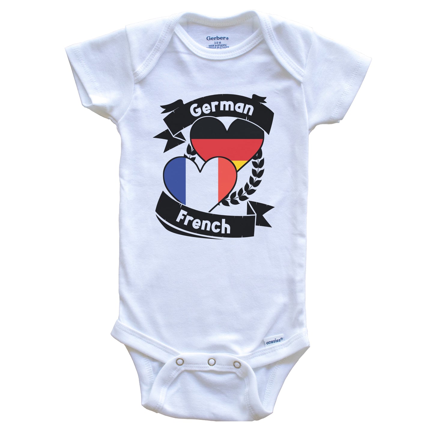 German French Heart Flags Germany France Baby Bodysuit