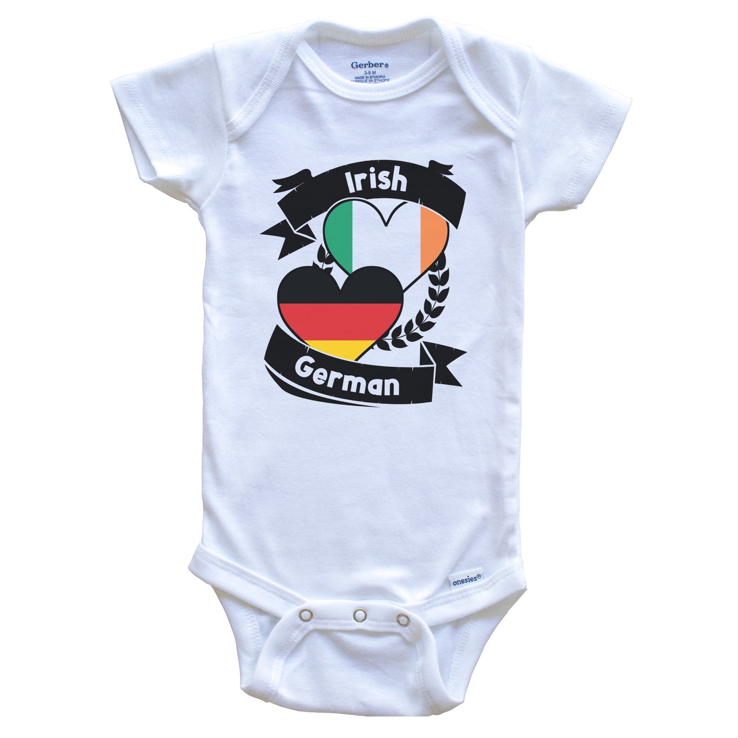 Irish German Heart Flags Ireland Germany Baby Bodysuit