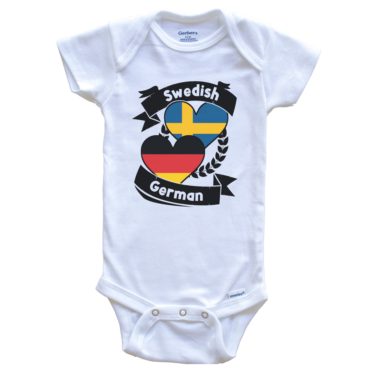 Swedish German Heart Flags Sweden Germany Baby Bodysuit