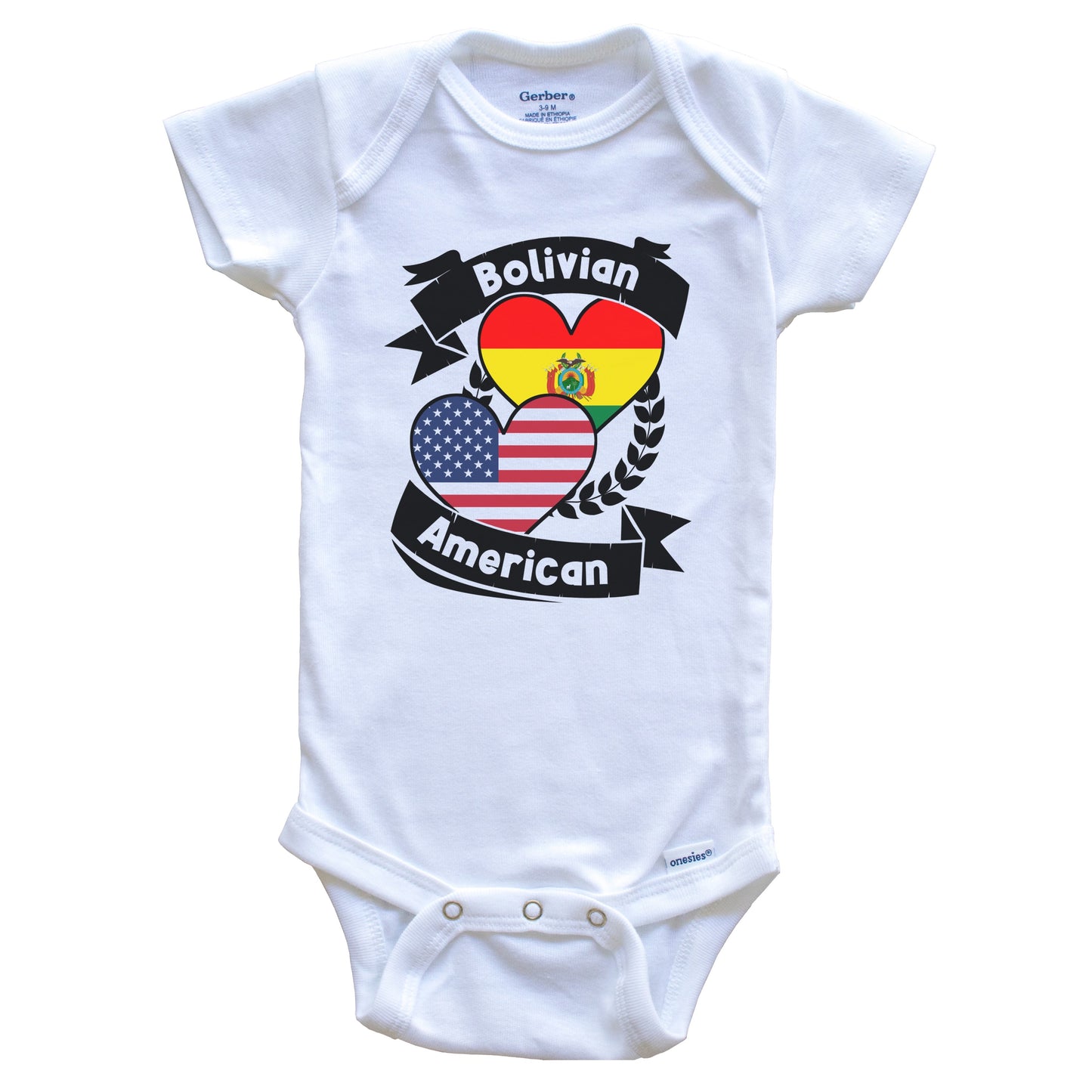 Bolivian American Hearts USA Flag Bolivia Flag Baby Bodysuit