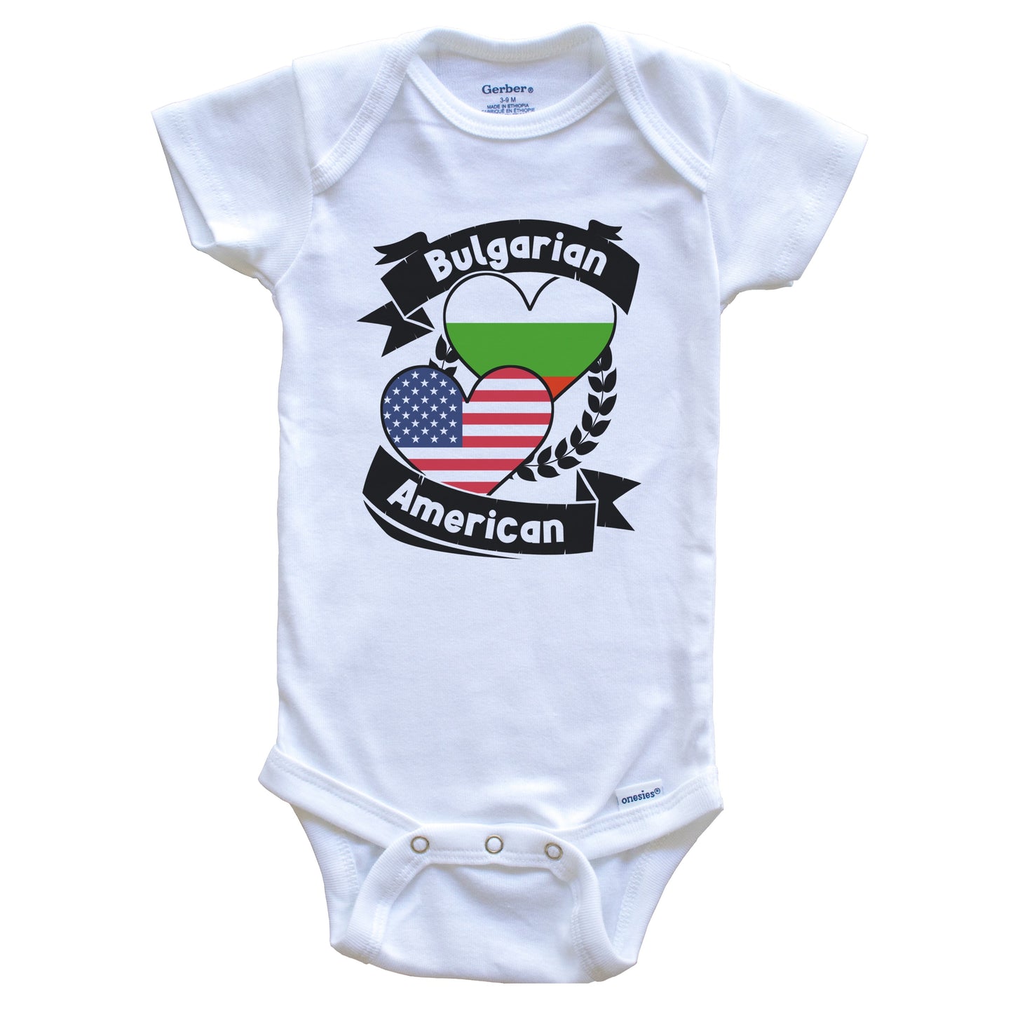 Bulgarian American Hearts USA Flag Bulgaria Flag Baby Bodysuit